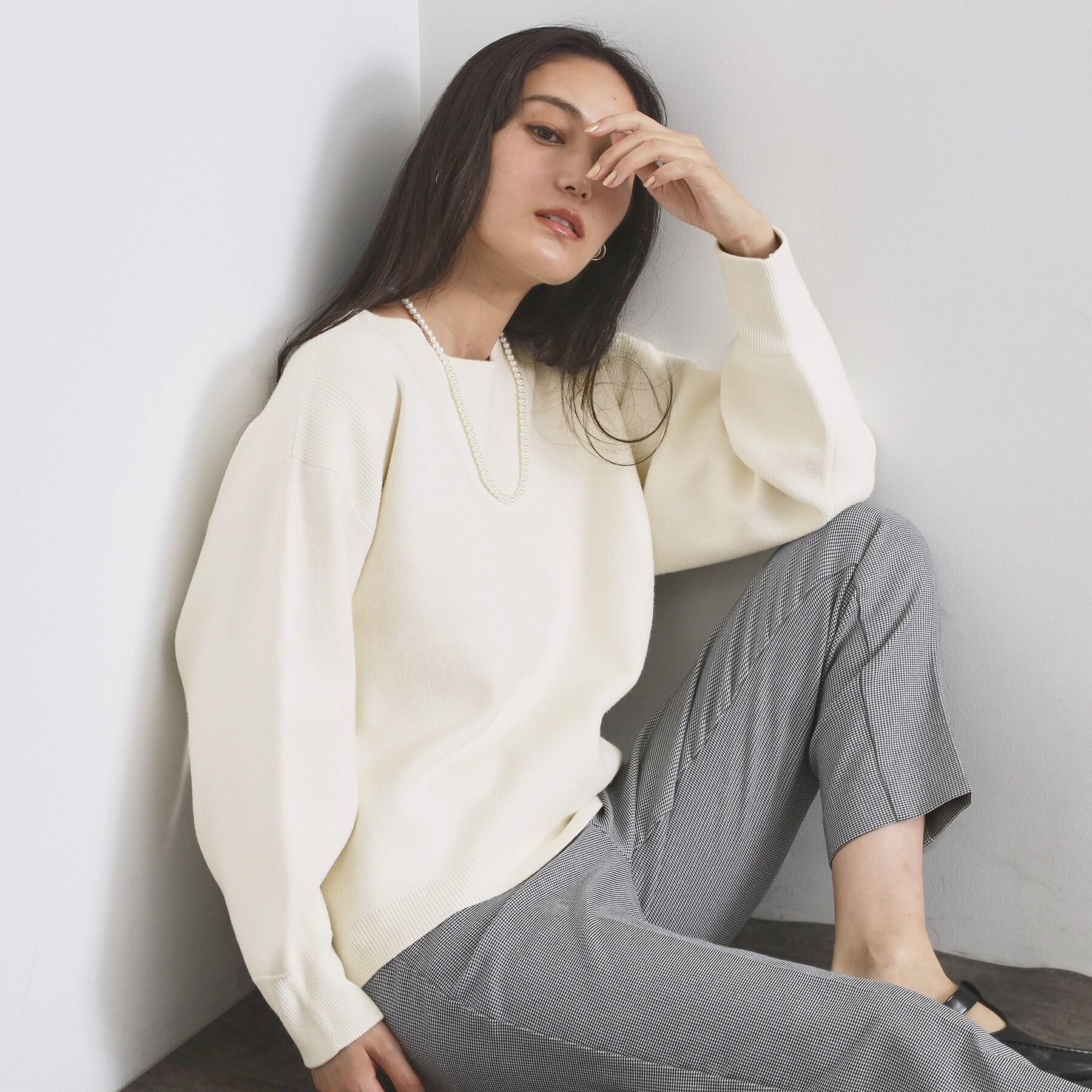 OPAQUE.CLIP「サイド編地切替ニットトップス/セットアップ対応【洗濯機OK】」|ニット・セーター|