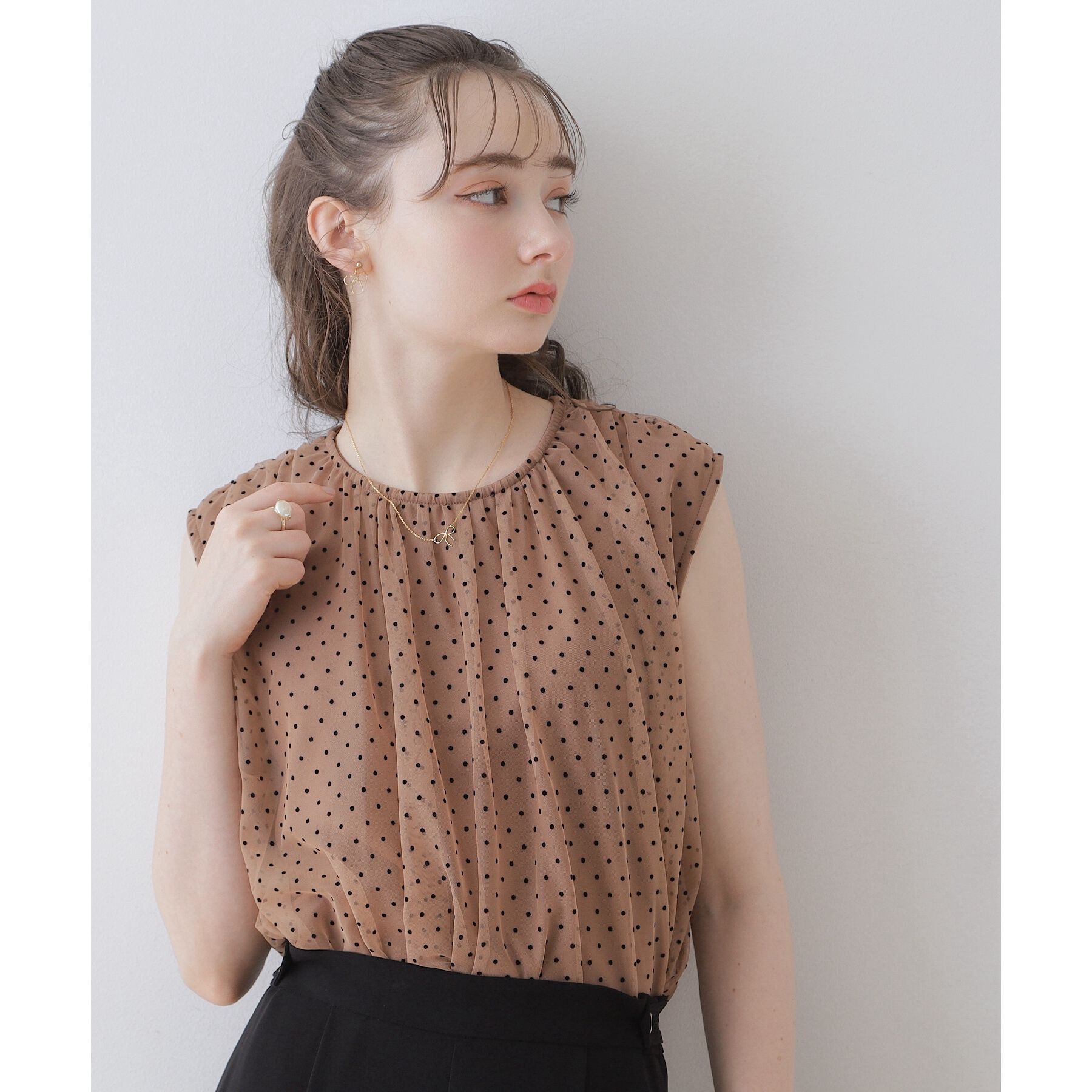 Couture broach「【インしないでキマる】フロッキードットチュニック」|チュニック|ｷｬﾒﾙﾌﾞﾗｳﾝ(141)