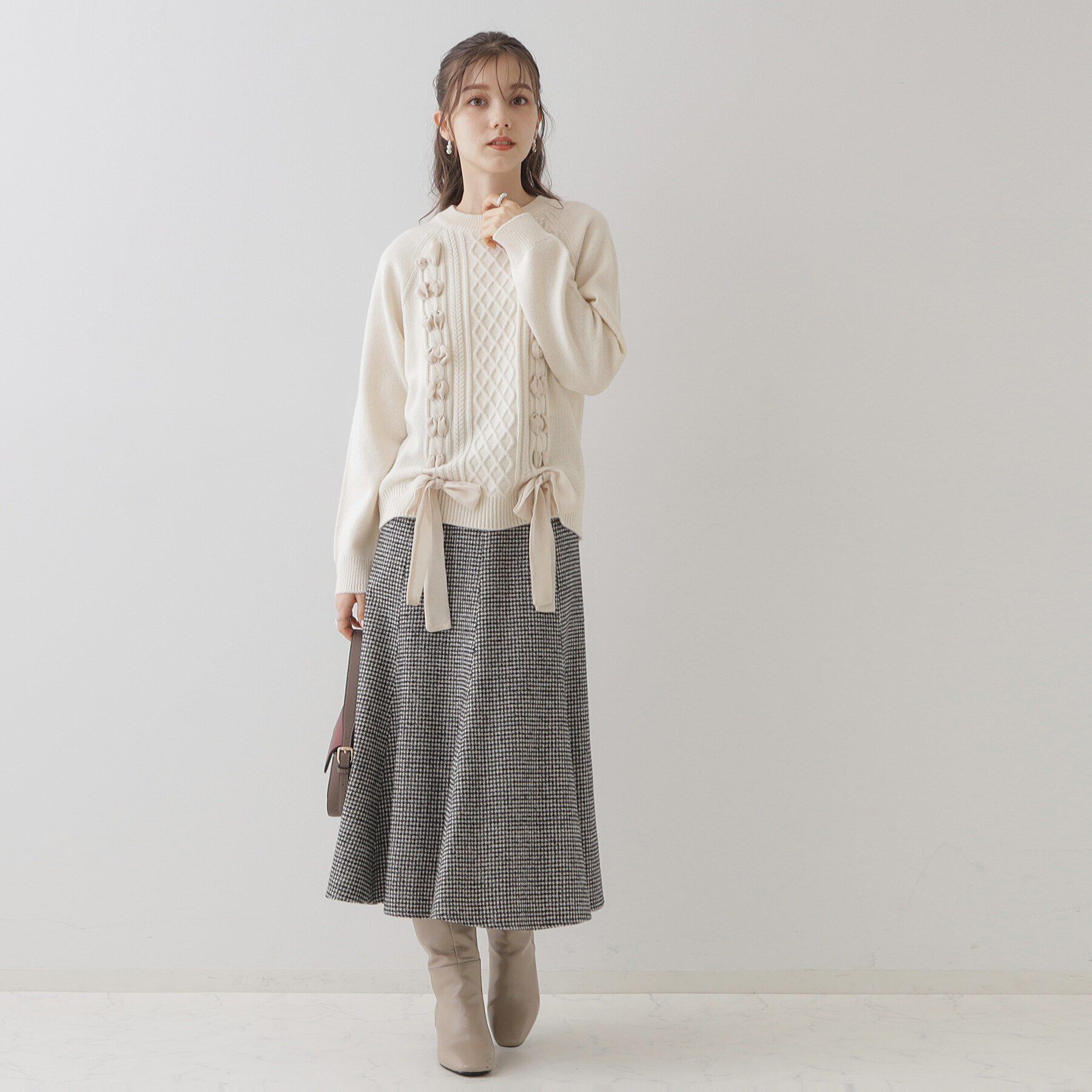 Couture broach「【可愛く着映える主役級ニット】リボンケーブルニット」|ニット・セーター|