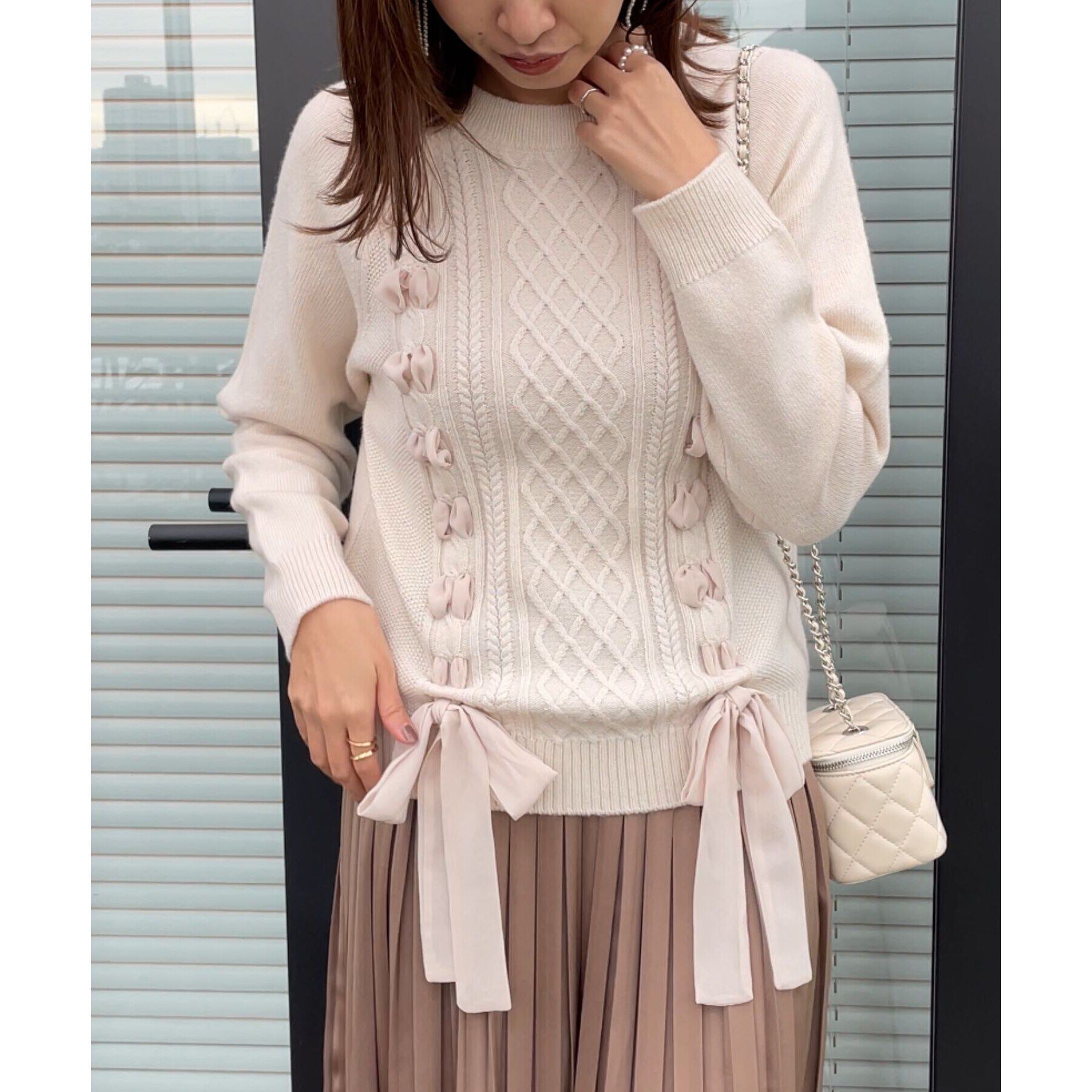 Couture broach「【可愛く着映える主役級ニット】リボンケーブルニット」|ニット・セーター|
