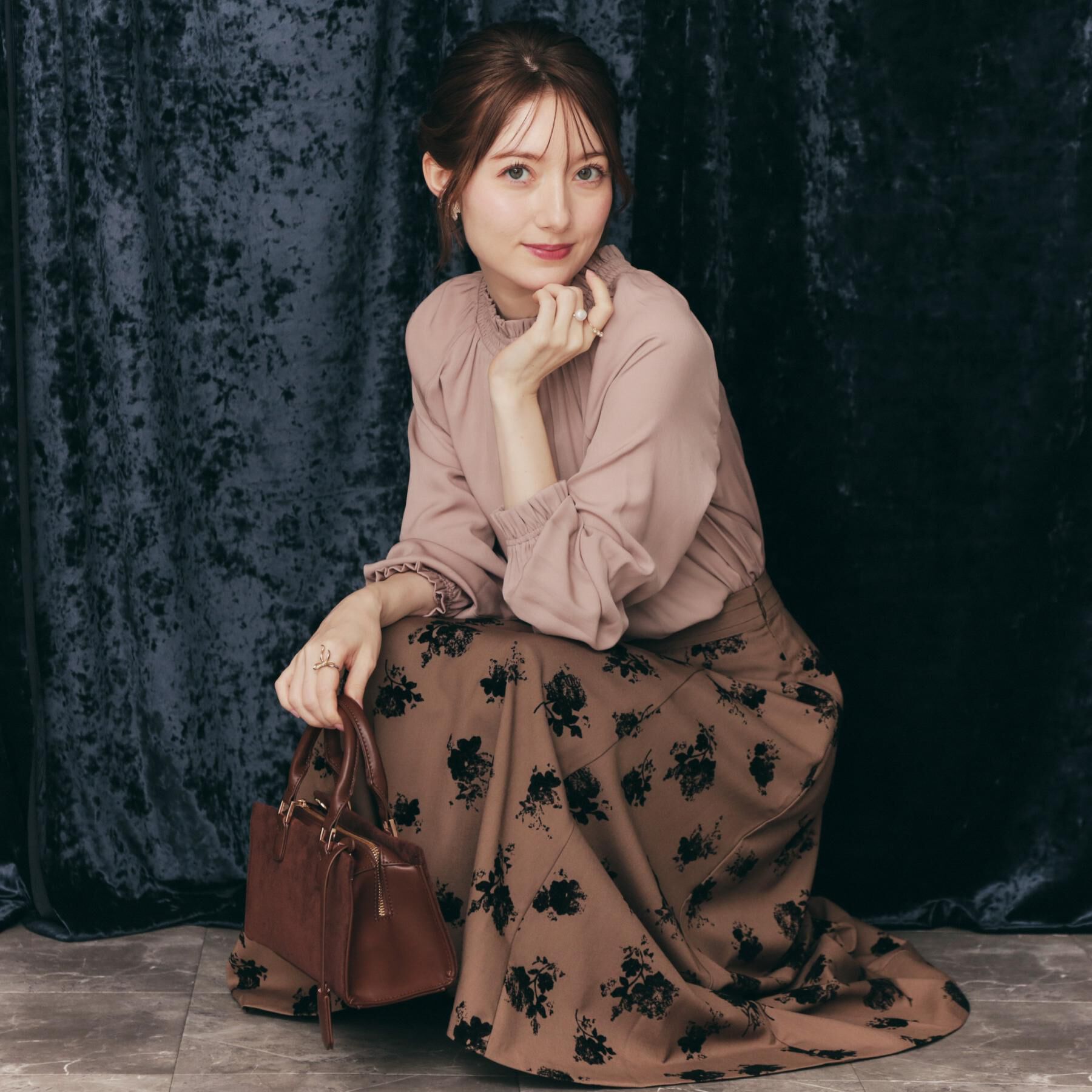 Couture broach「【美シルエット・通勤】フロッキーフラワープリントスカート」|スカート|