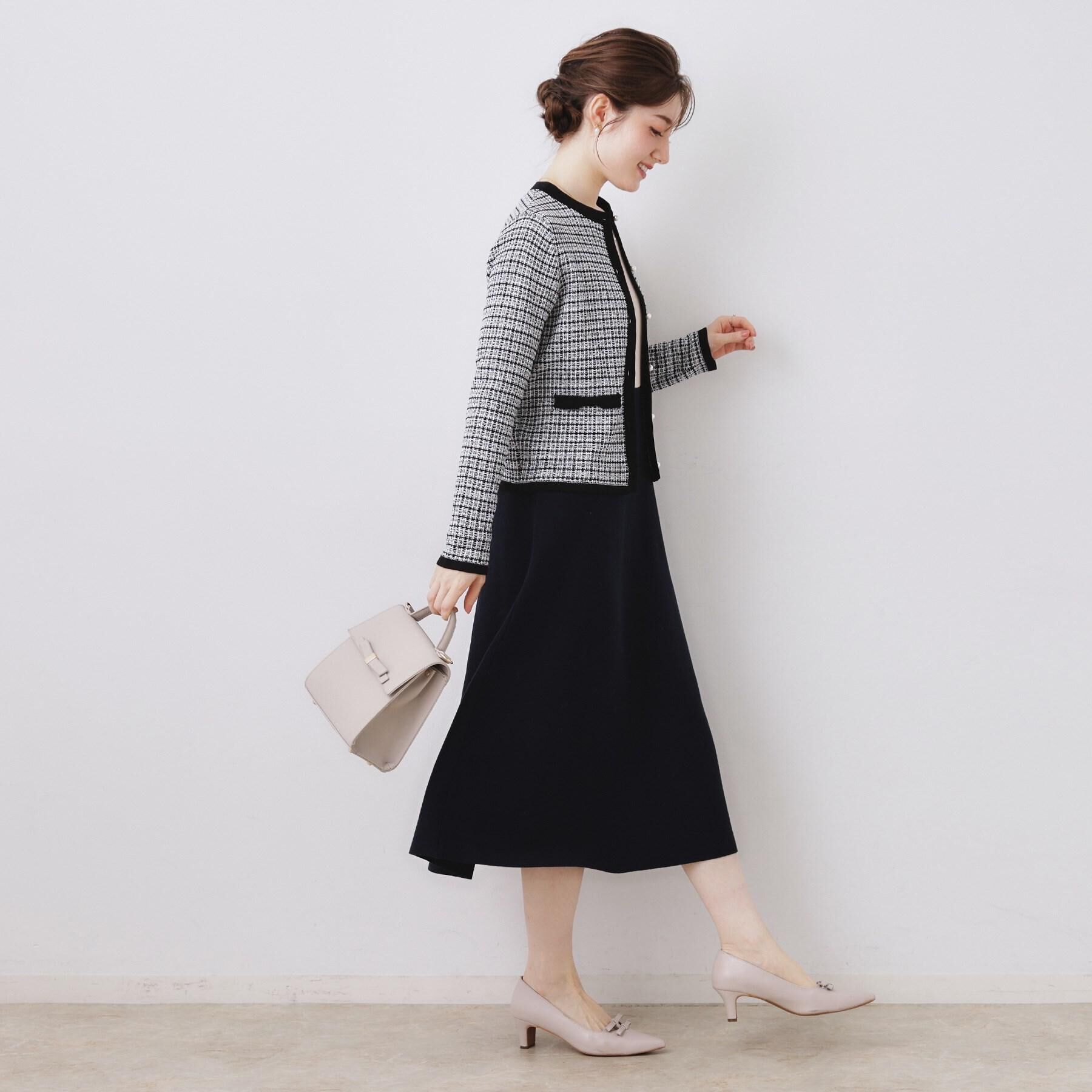 Couture broach「【通勤】スクエアネック バイカラー ニットワンピース」|ワンピース|