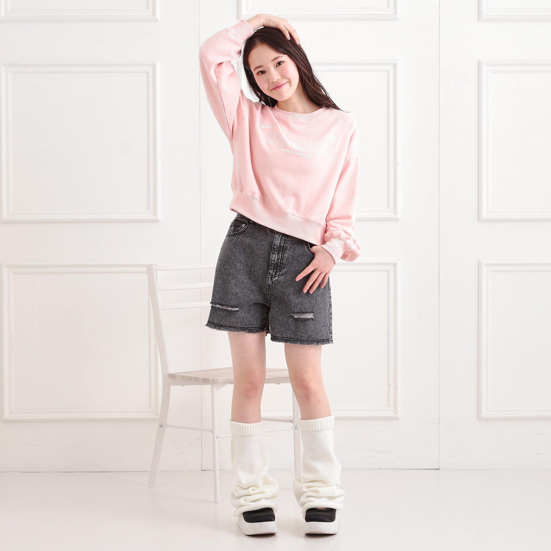 PINK-latte「ダメージショートパンツ」|キュロット|