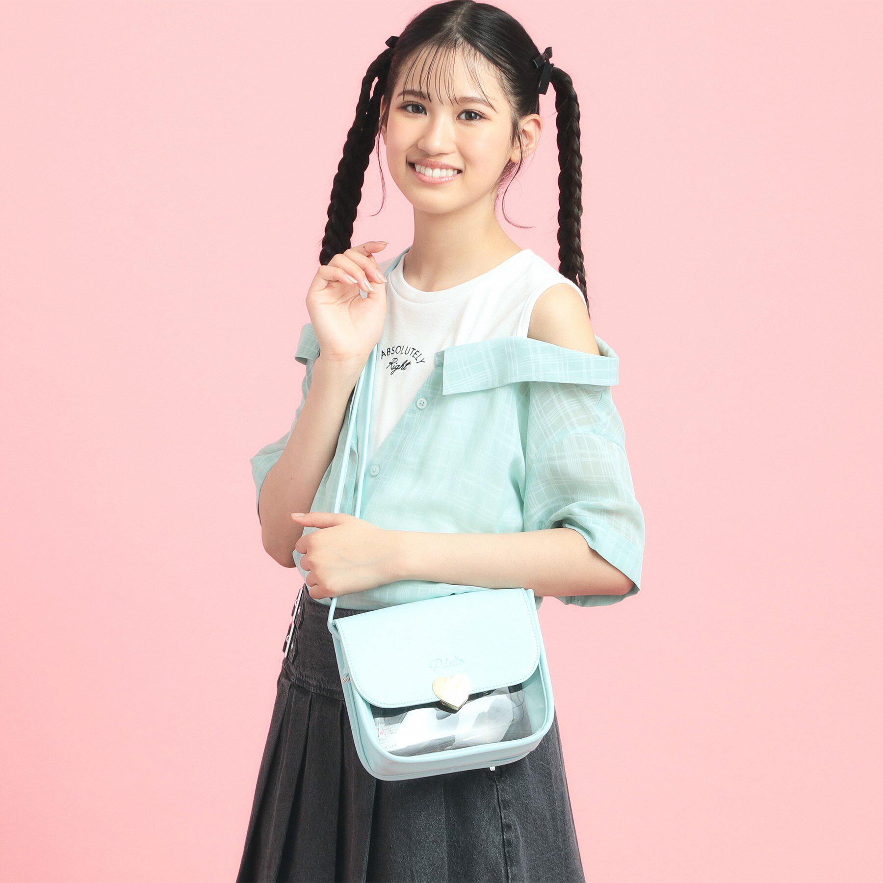 PINK-latte「ハートバックルPVCショルダーバッグ」|ショルダー・メッセンジャー|