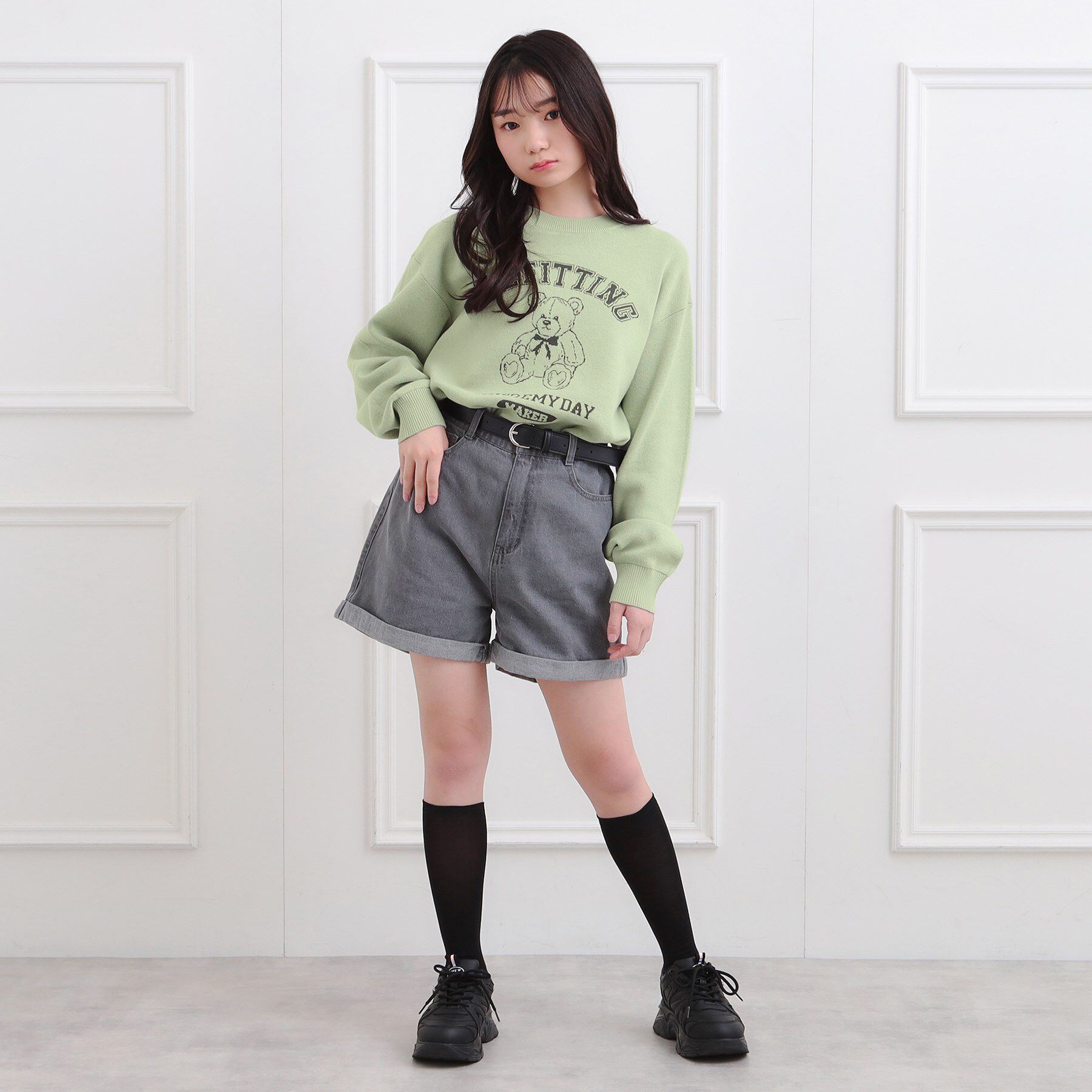 PINK-latte「コットンジャカードくまプルオーバー」|ニット・セーター|