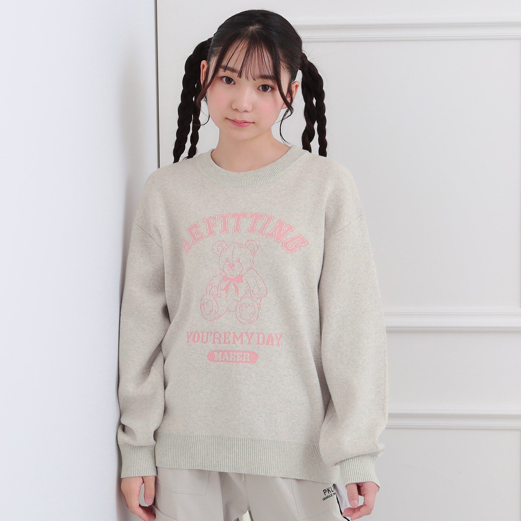 PINK-latte「コットンジャカードくまプルオーバー」|ニット・セーター|