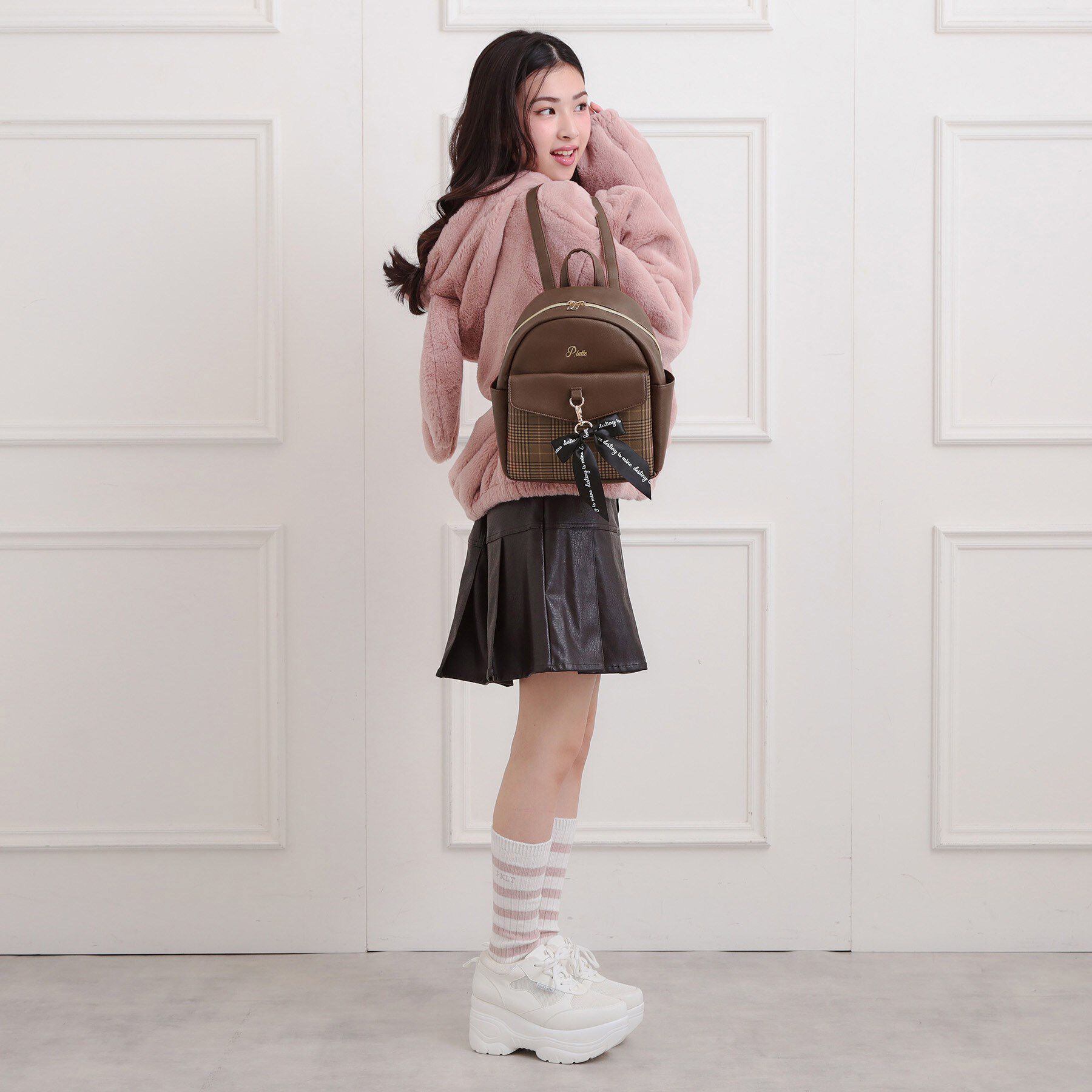 PINK-latte「フラップチェックミニリュック」|リュック|
