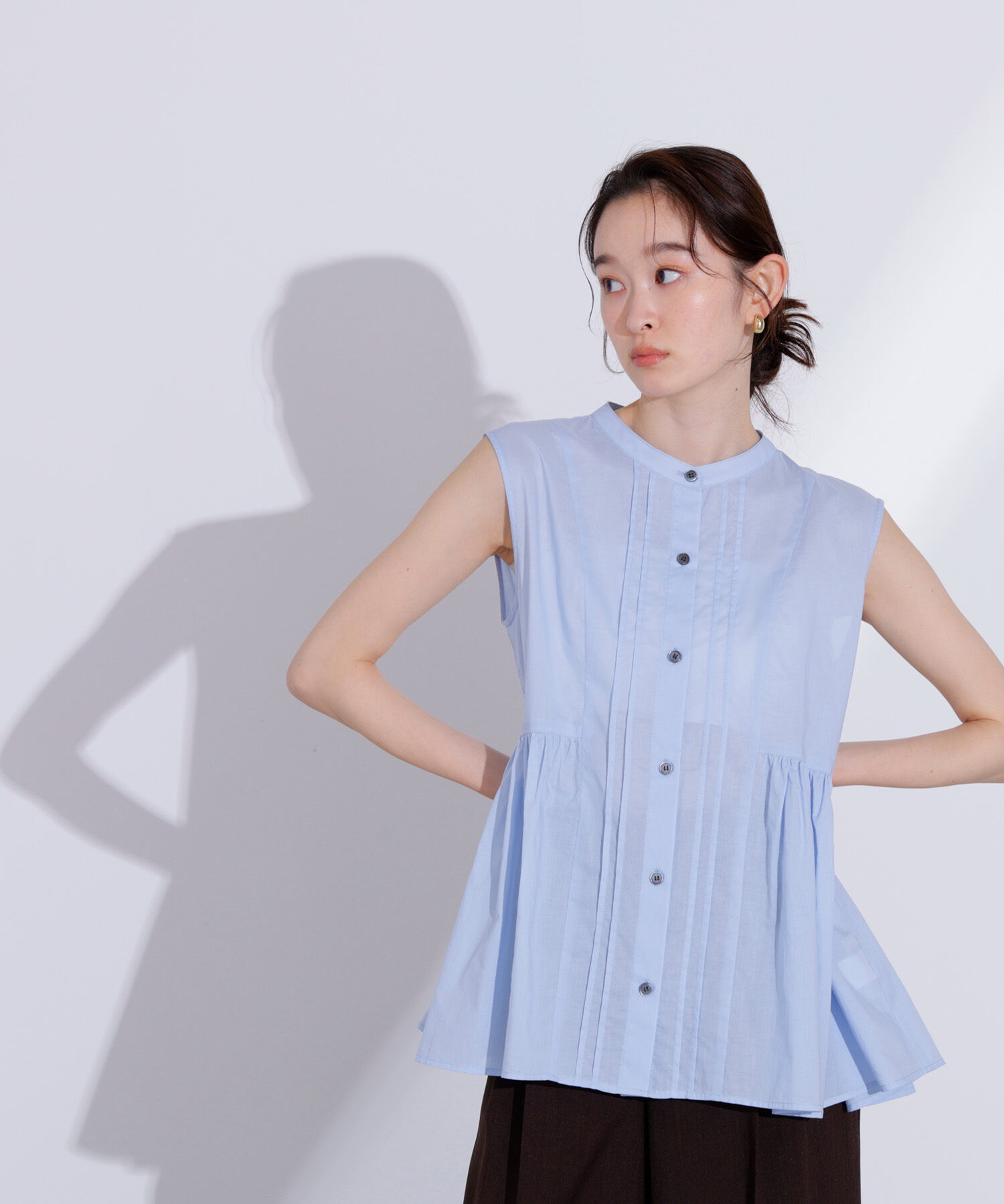  「ピンタックノースリーブブラウス」|シャツ・ブラウス|