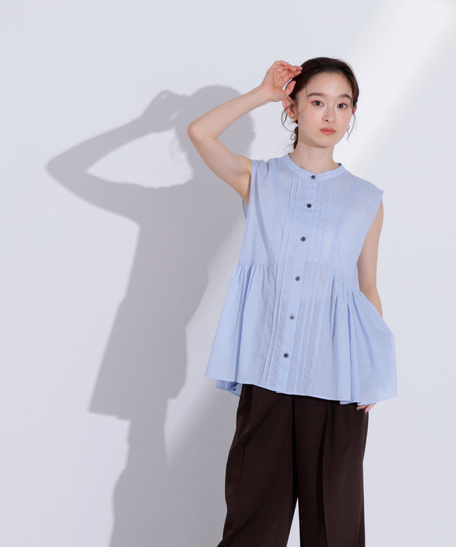  「ピンタックノースリーブブラウス」|シャツ・ブラウス|