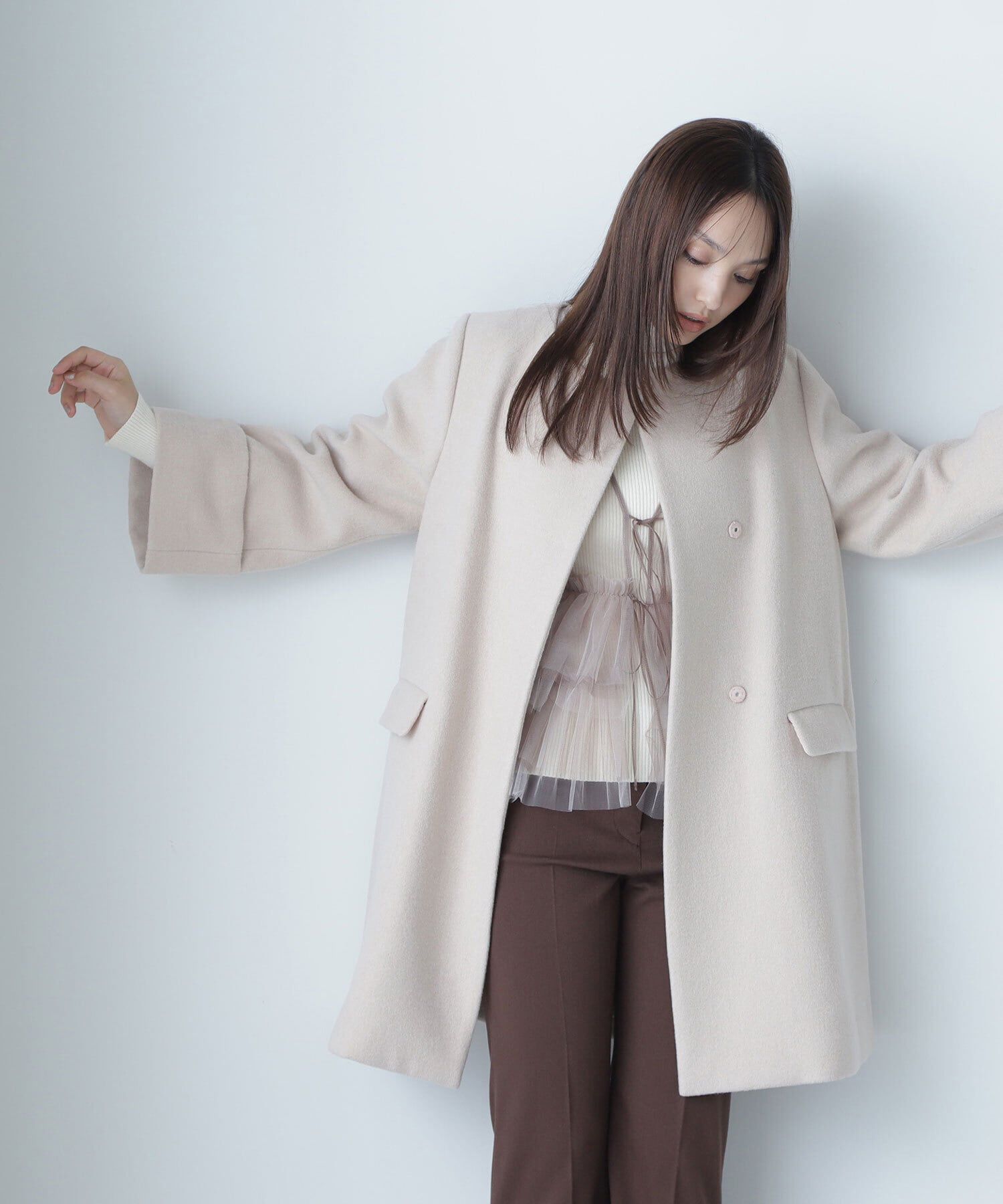  「ノーカラーミドルコート　24AW」|その他|