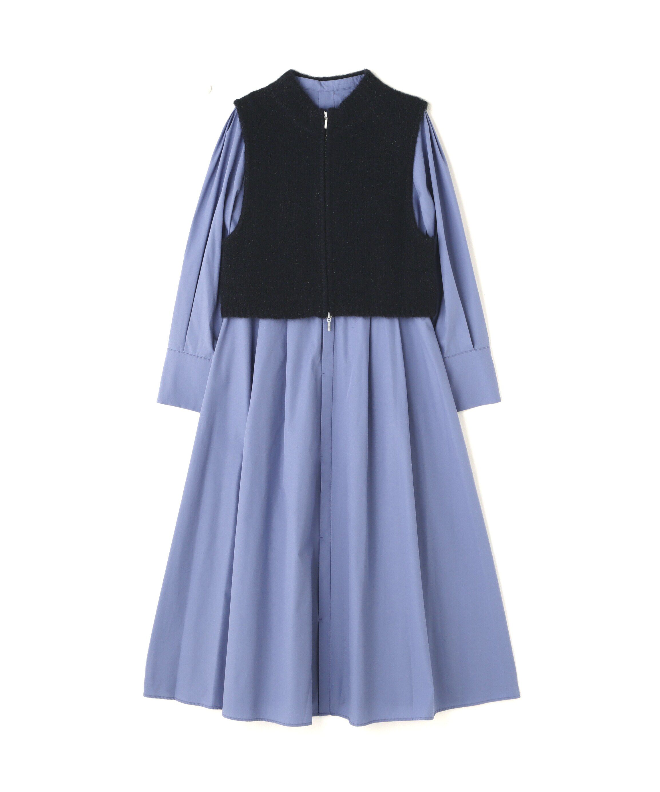  「ラメニットベスト＆シャツワンピース」|ワンピース|