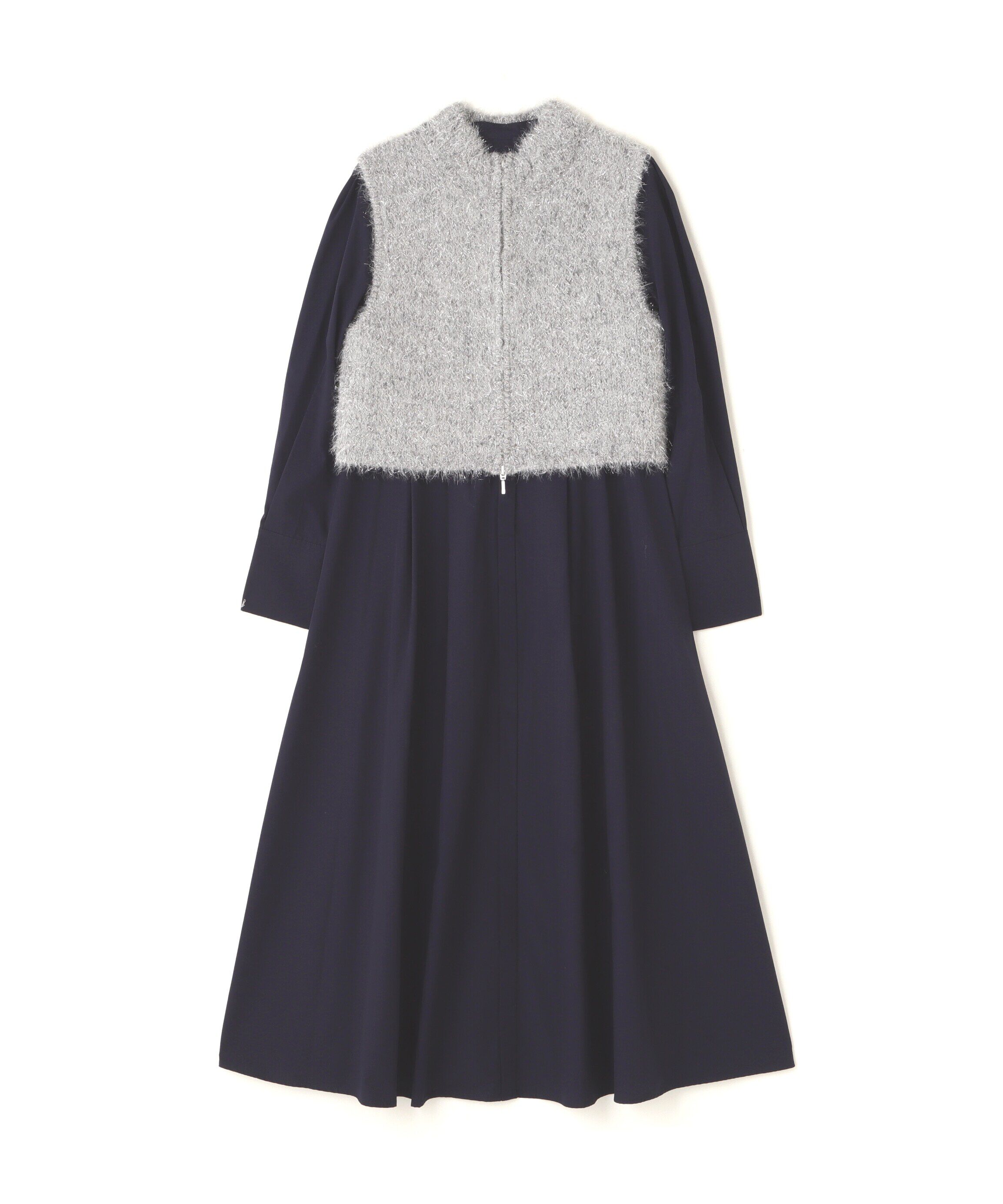  「ラメニットベスト＆シャツワンピース」|ワンピース|