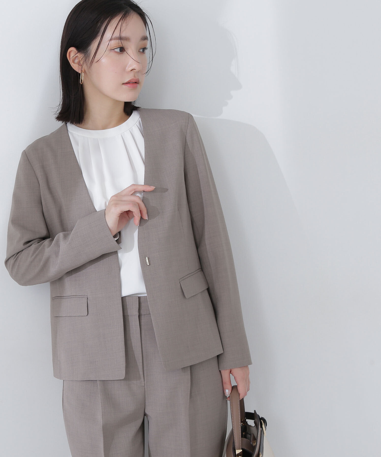  「リネンライク SETUP ノーカラージャケット」|その他|