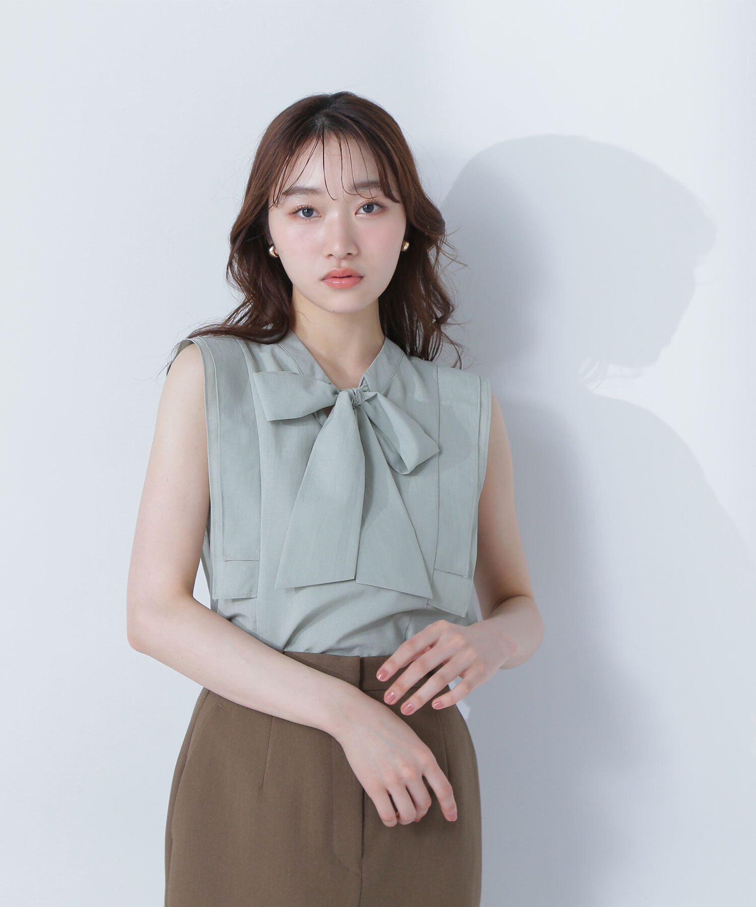  「2wayリボンブラウス」|シャツ・ブラウス|ライトグリー