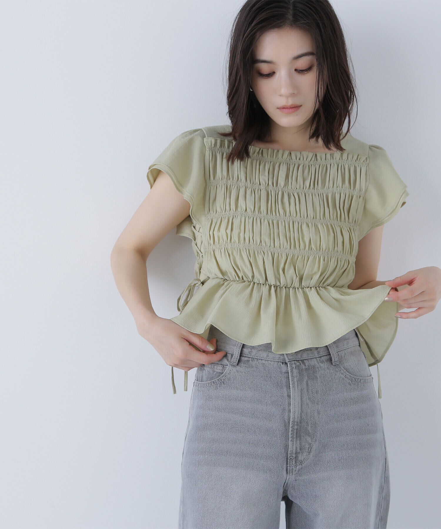  「レースアップシャーリングブラウス」|シャツ・ブラウス|