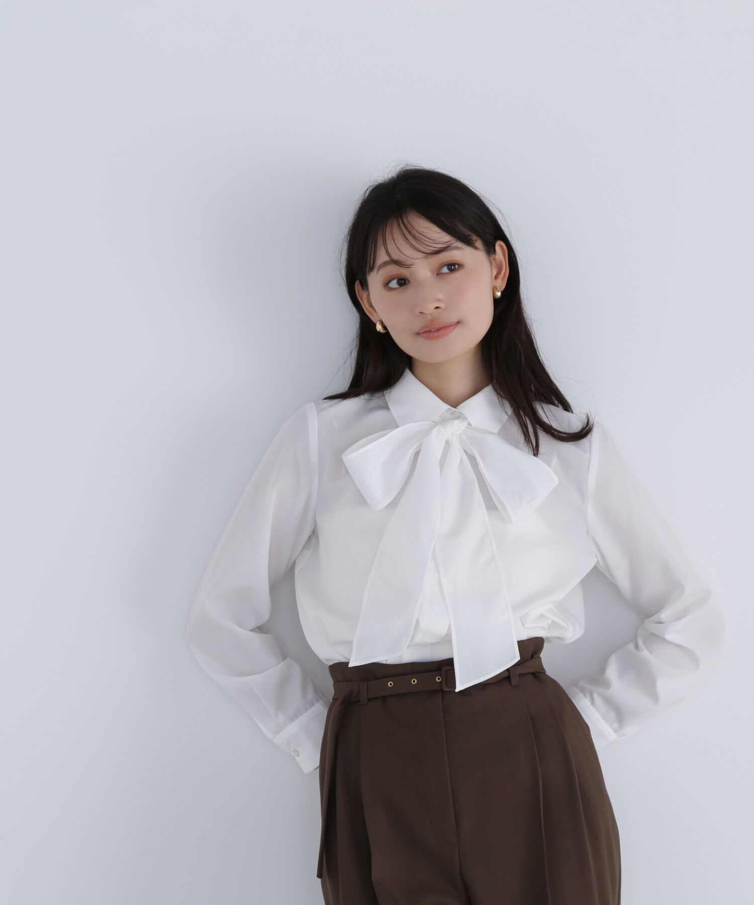  「シャツカラーリボンブラウス」|シャツ・ブラウス|