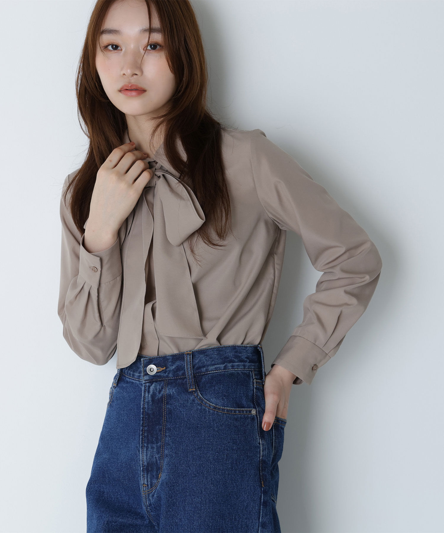  「シャツカラーリボンブラウス」|シャツ・ブラウス|