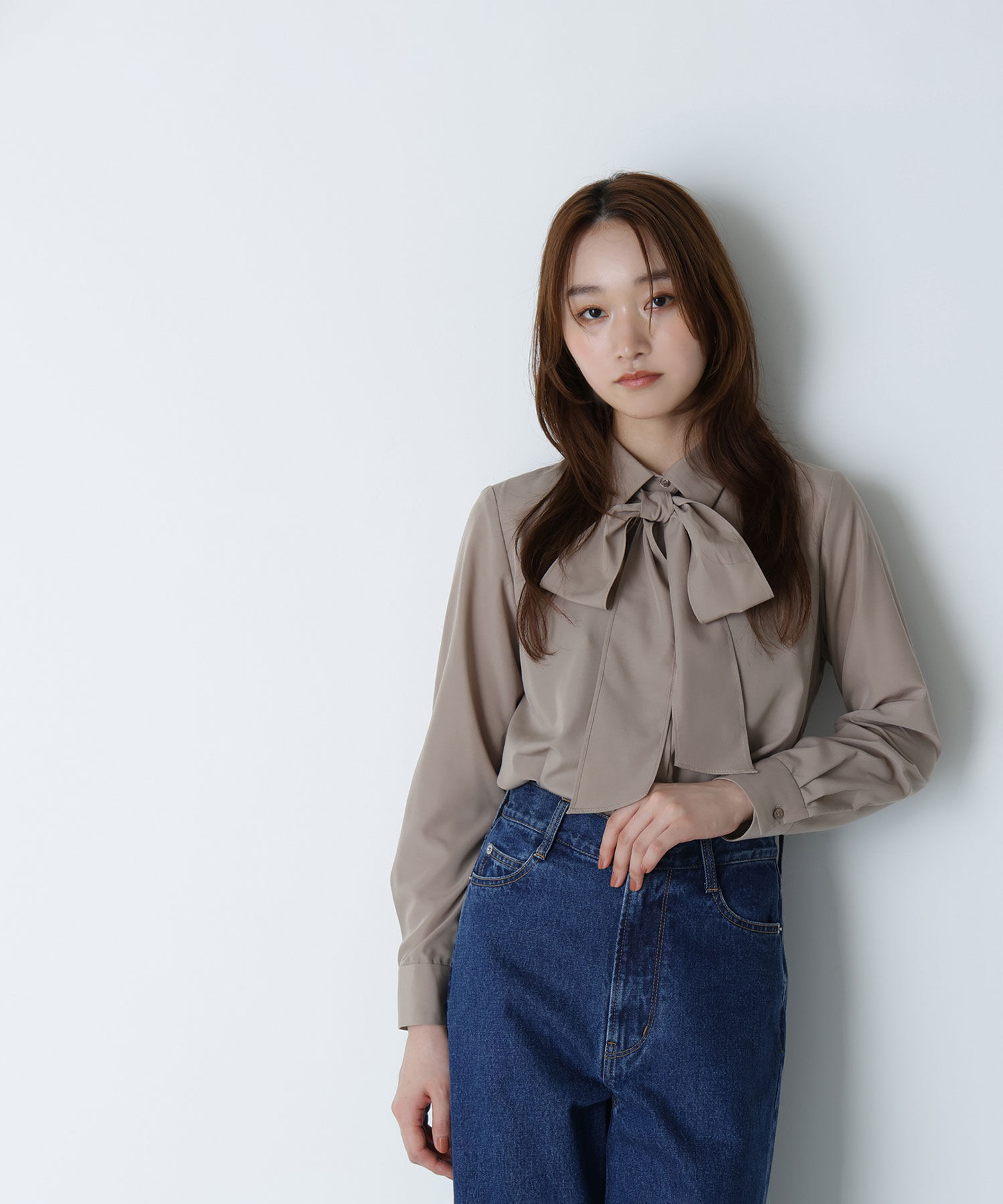  「シャツカラーリボンブラウス」|シャツ・ブラウス|