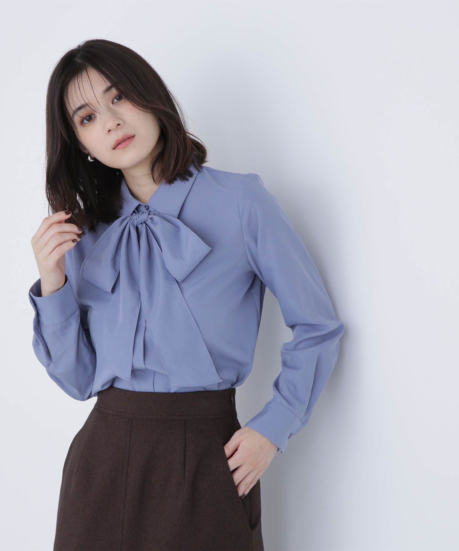  「シャツカラーリボンブラウス」|シャツ・ブラウス|