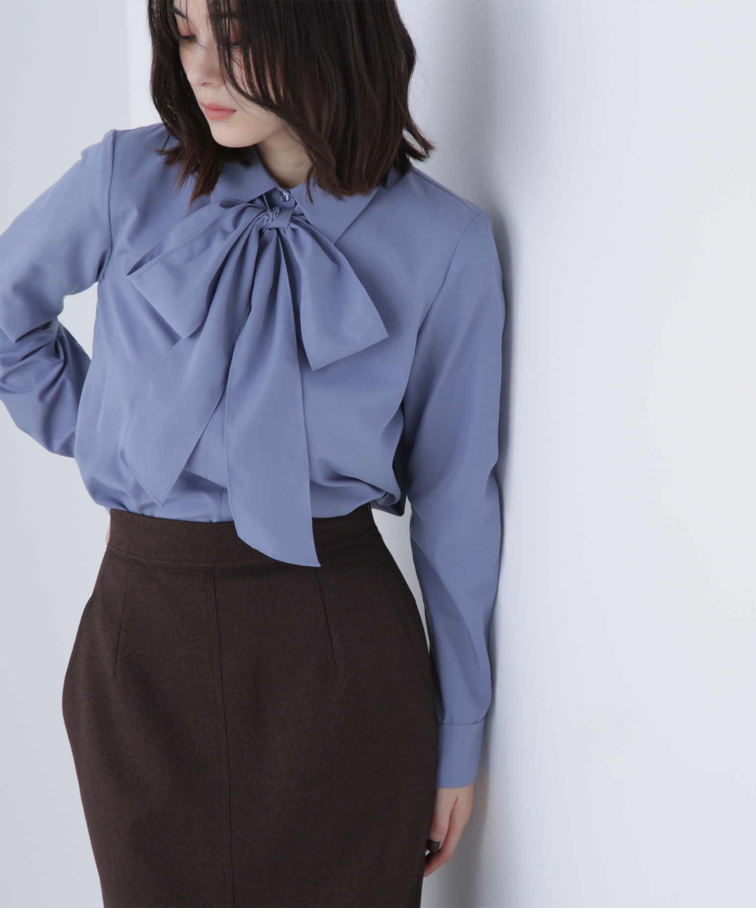  「シャツカラーリボンブラウス」|シャツ・ブラウス|