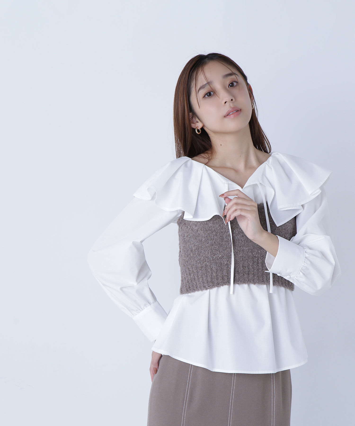  「ビスチェセットラッフルブラウス」|シャツ・ブラウス|