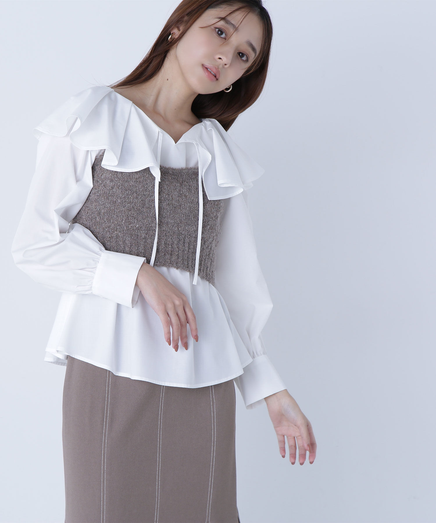  「ビスチェセットラッフルブラウス」|シャツ・ブラウス|