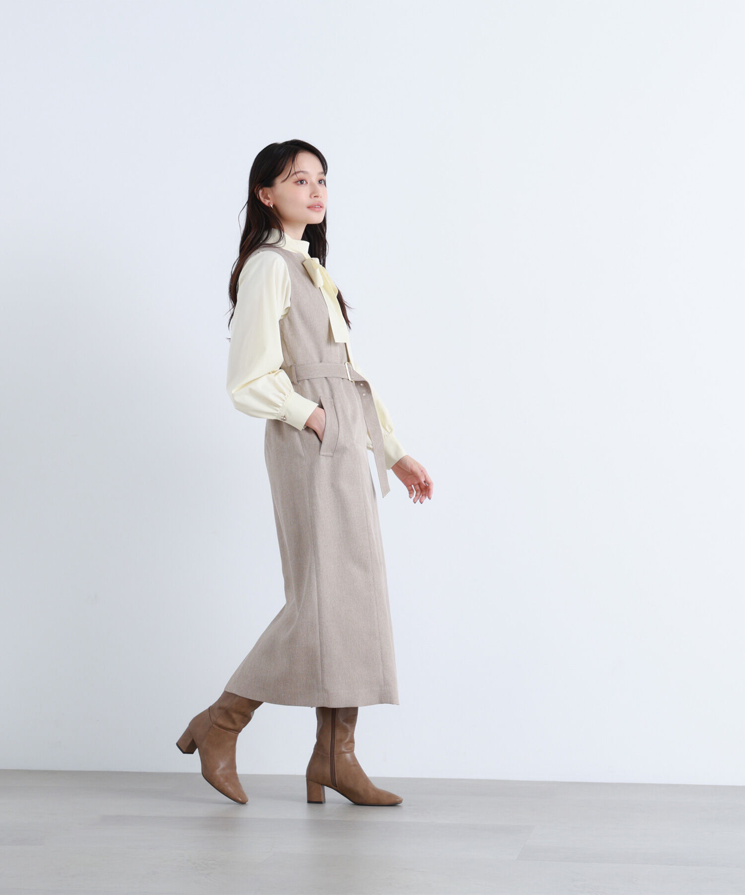  「キーネックベルテッドジャンスカ」|ワンピース|