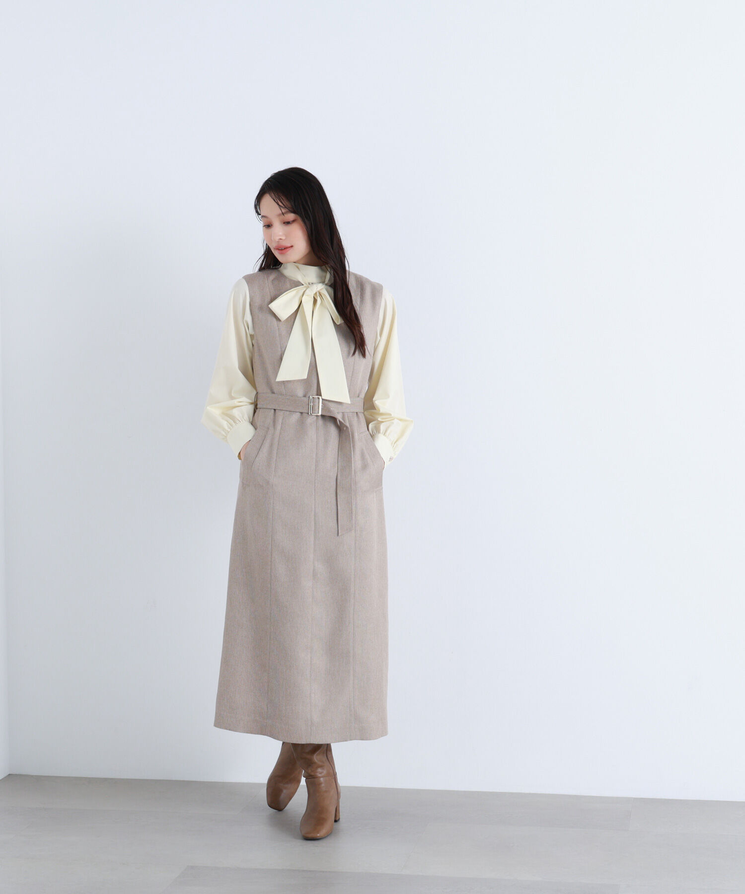  「キーネックベルテッドジャンスカ」|ワンピース|