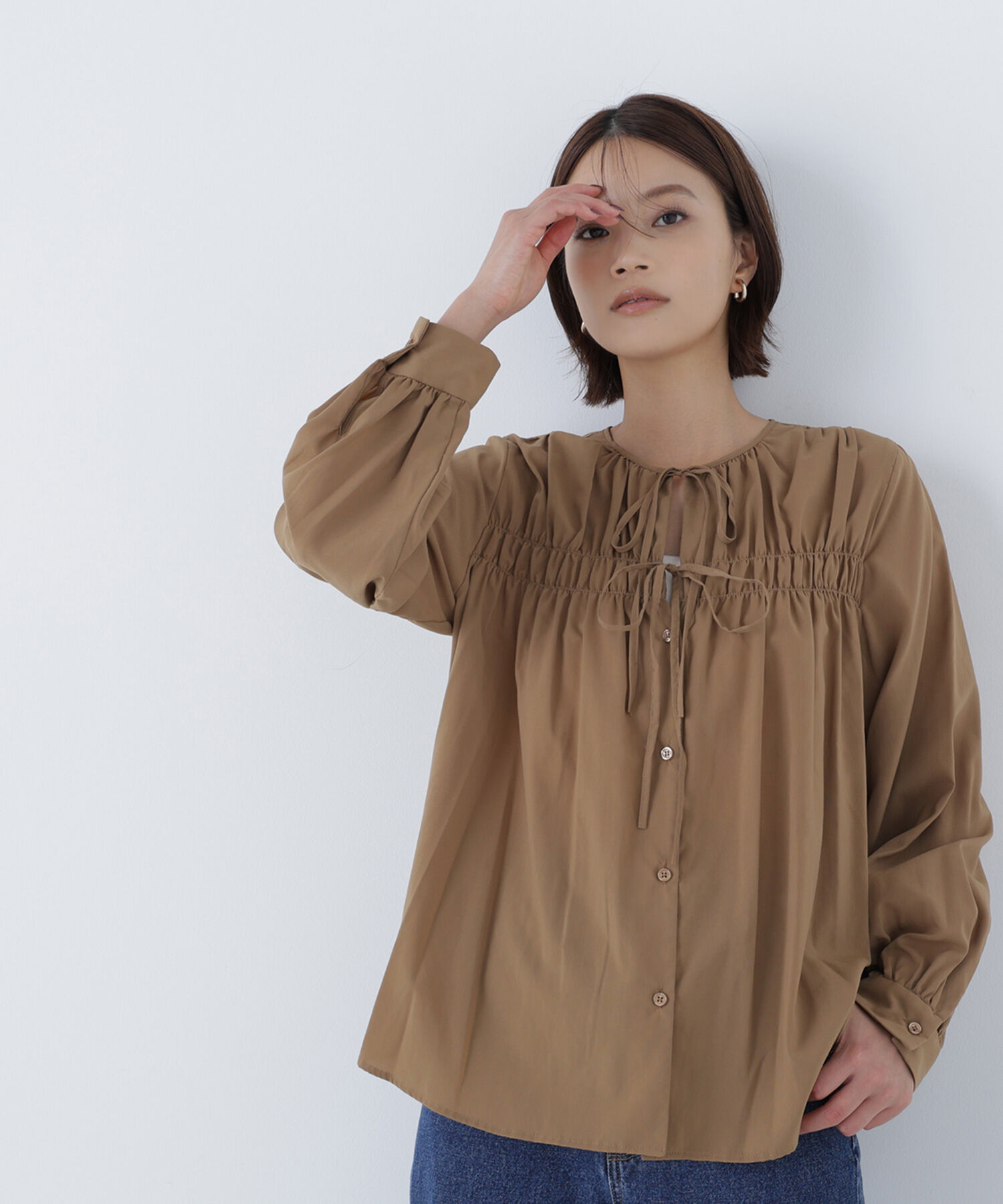  「リボンギャザーブラウス」|シャツ・ブラウス|