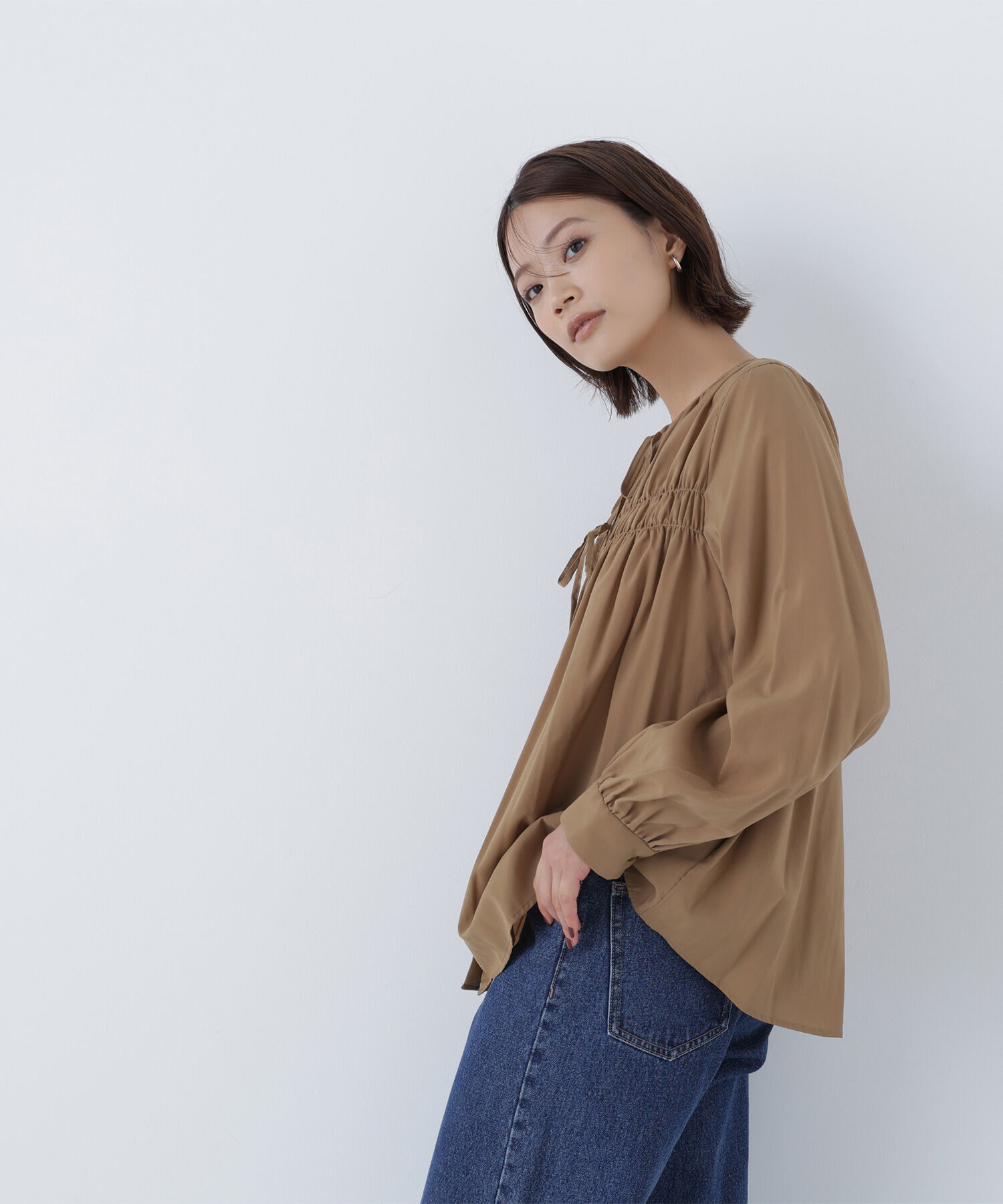  「リボンギャザーブラウス」|シャツ・ブラウス|