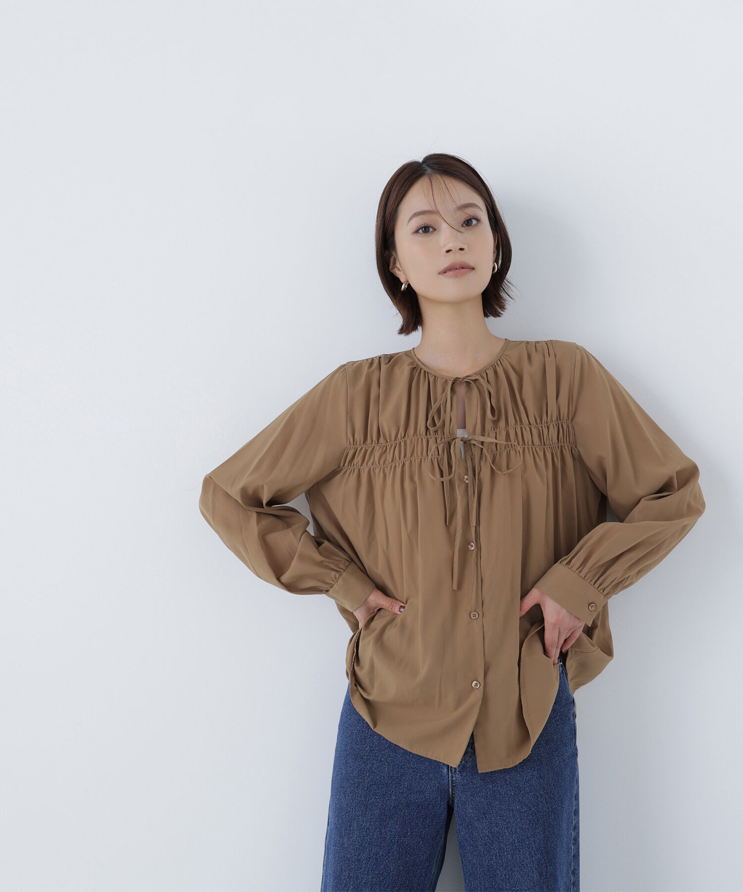  「リボンギャザーブラウス」|シャツ・ブラウス|