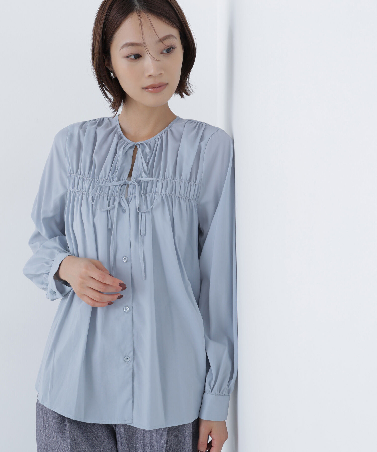  「リボンギャザーブラウス」|シャツ・ブラウス|