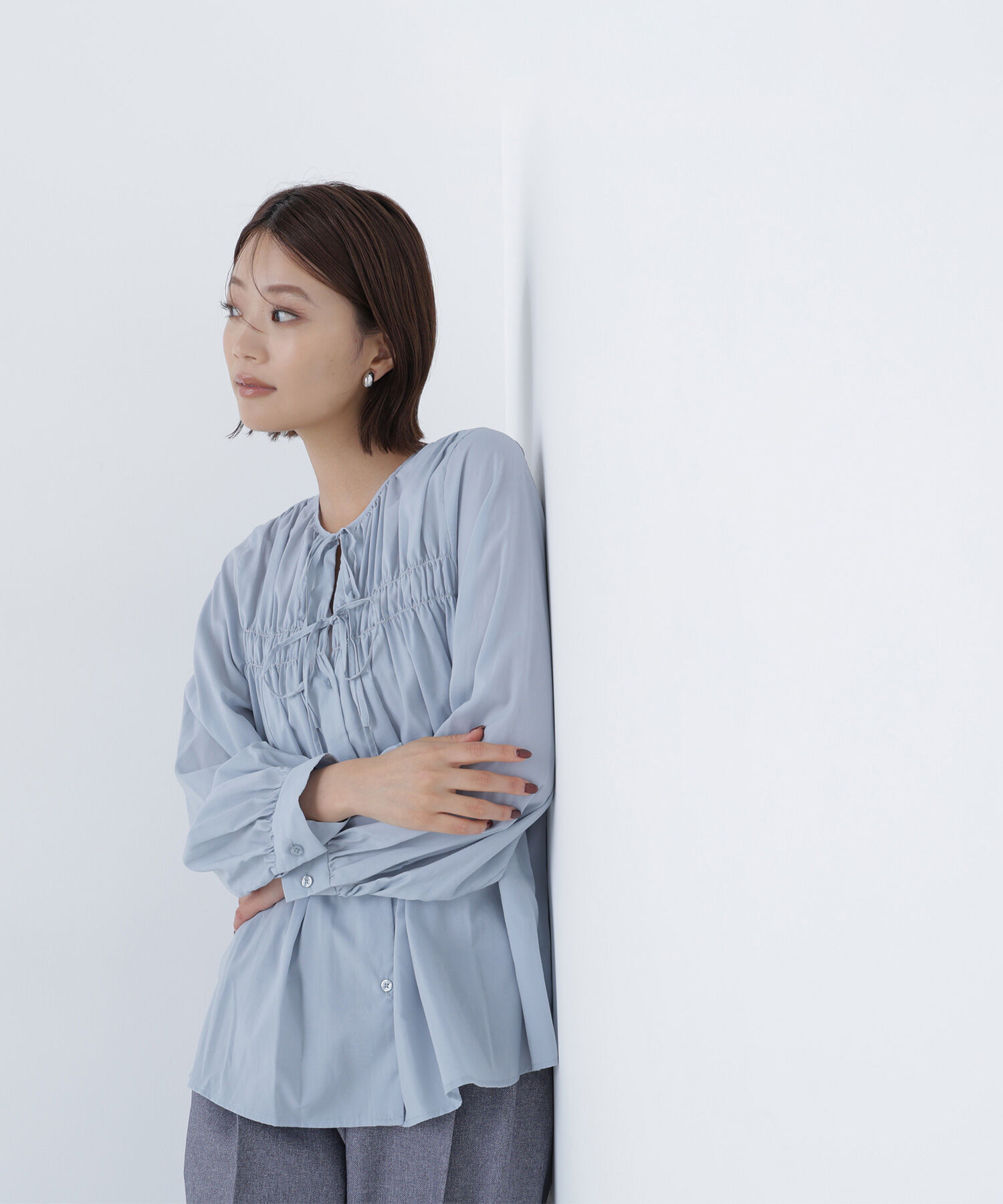  「リボンギャザーブラウス」|シャツ・ブラウス|