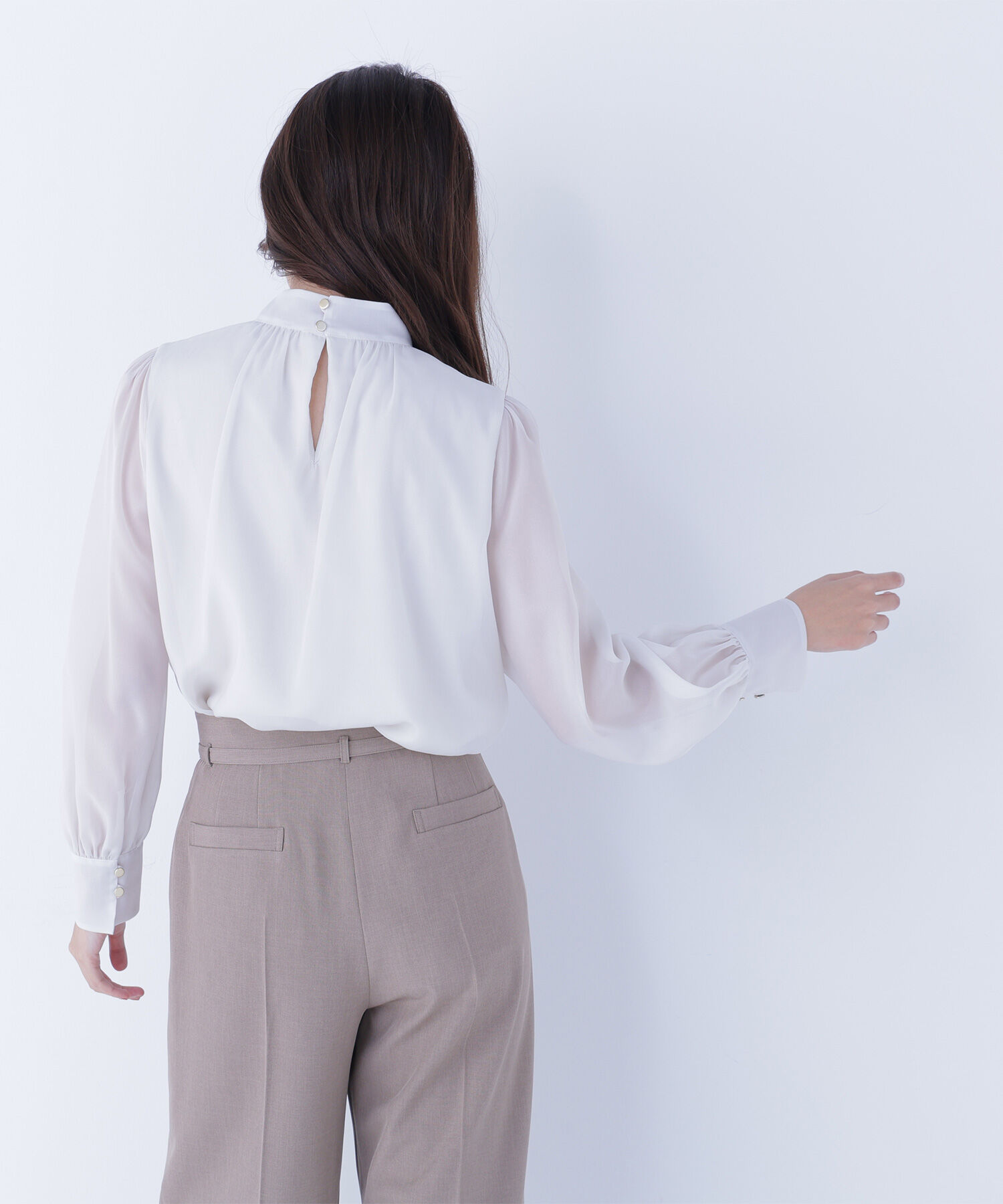  「ハイネックボリュームシアーブラウス」|シャツ・ブラウス|