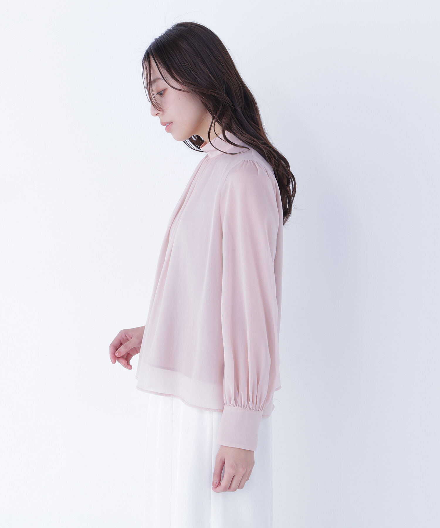  「ハイネックボリュームシアーブラウス」|シャツ・ブラウス|