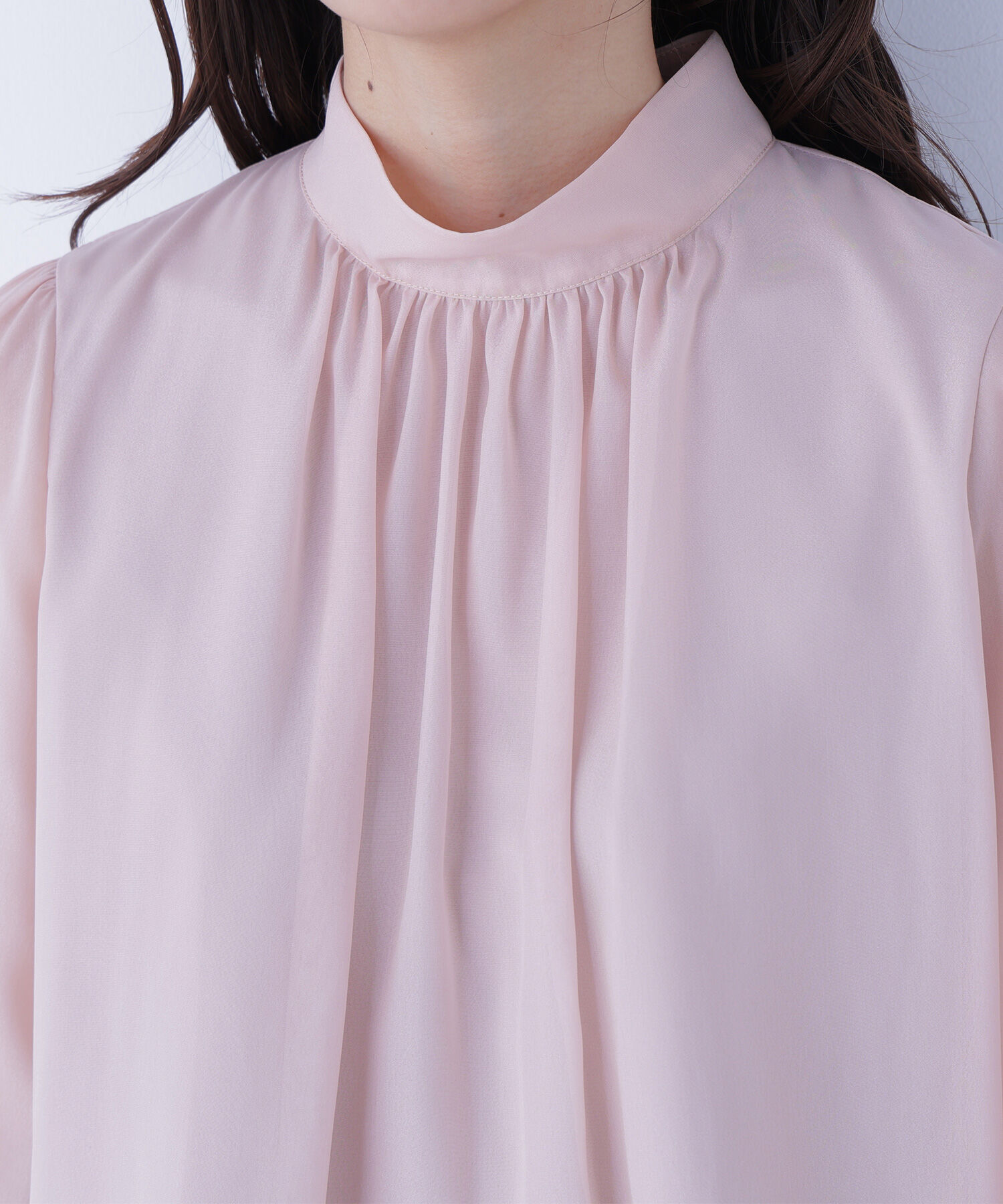  「ハイネックボリュームシアーブラウス」|シャツ・ブラウス|