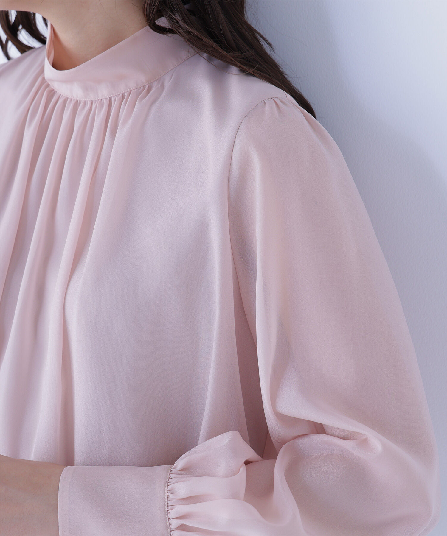  「ハイネックボリュームシアーブラウス」|シャツ・ブラウス|