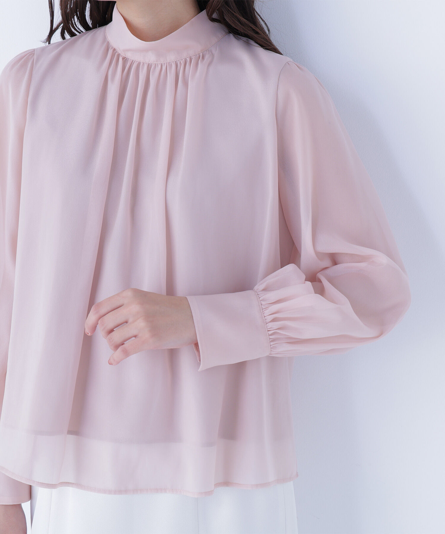  「ハイネックボリュームシアーブラウス」|シャツ・ブラウス|