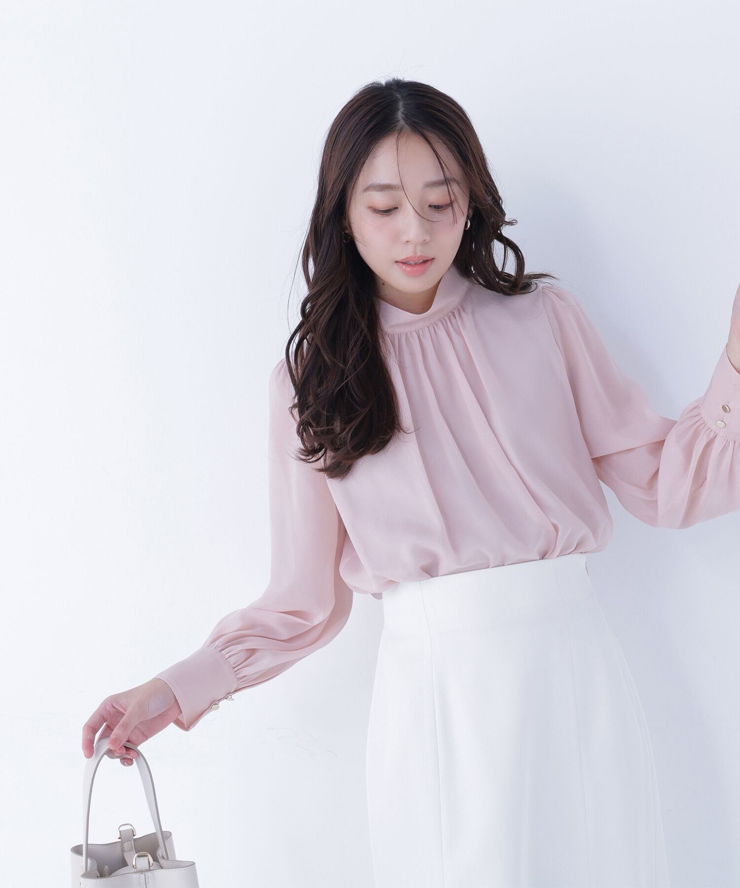  「ハイネックボリュームシアーブラウス」|シャツ・ブラウス|