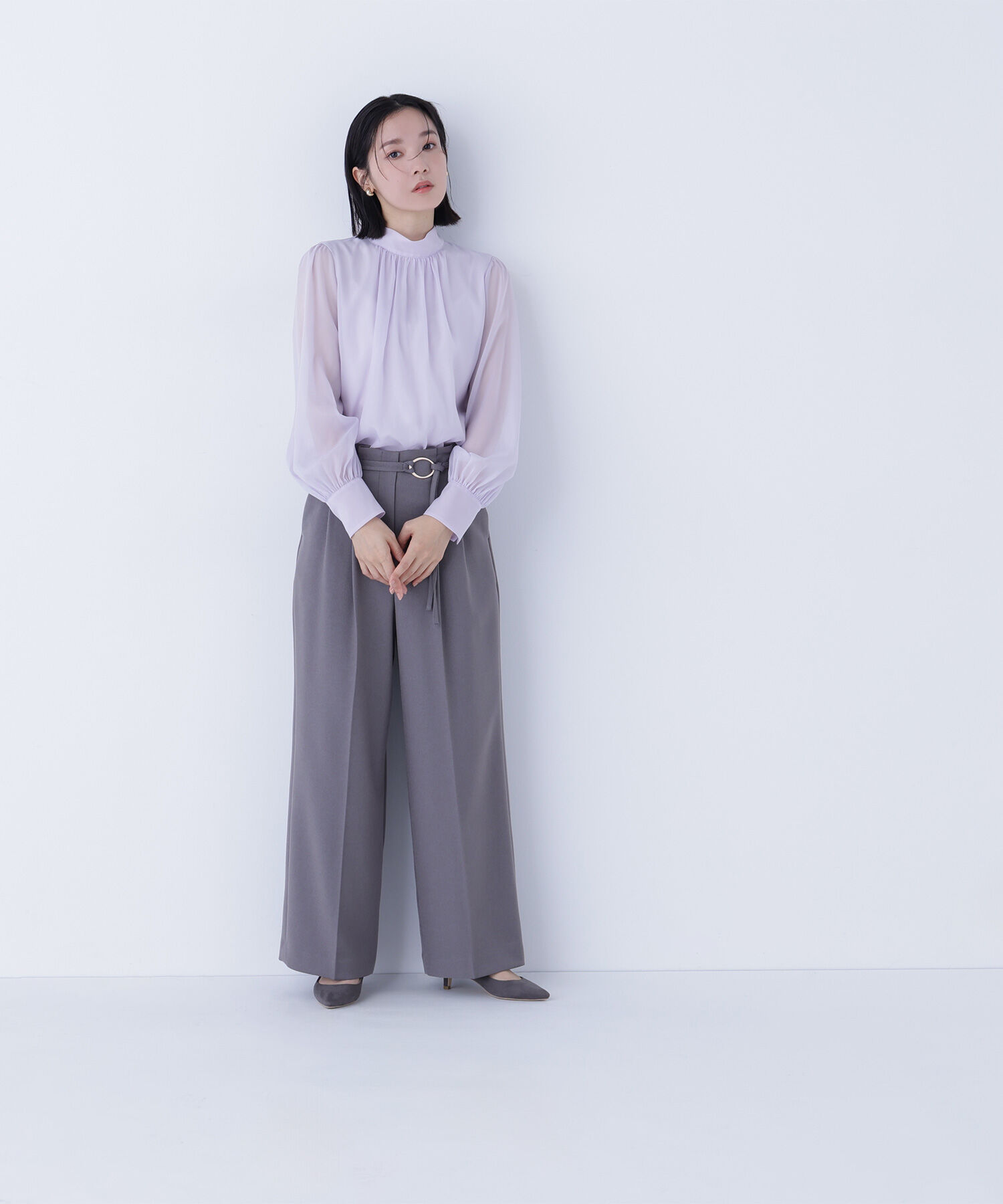  「ハイネックボリュームシアーブラウス」|シャツ・ブラウス|