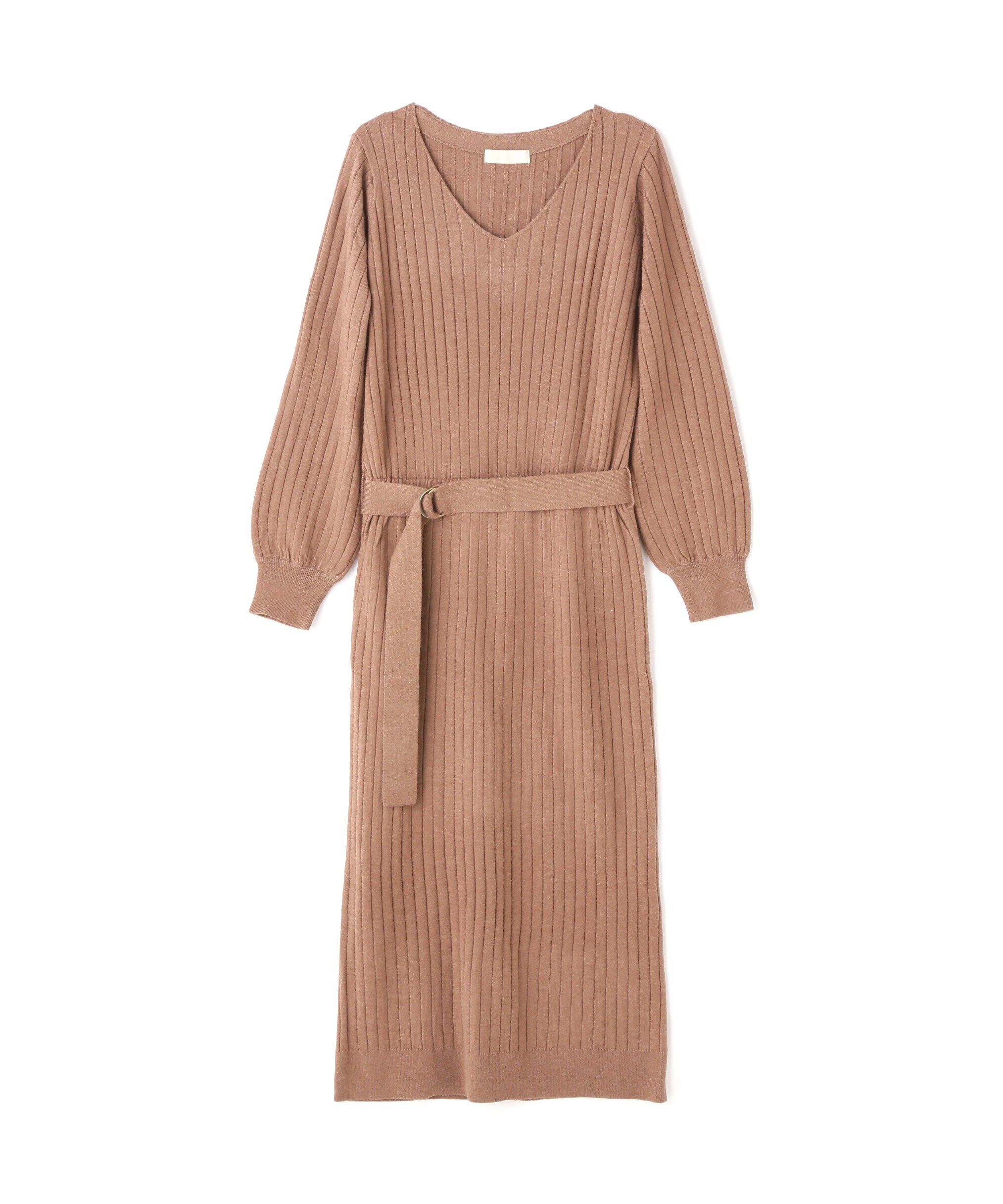  「ウォームストレッチリブブラウジングニットワンピース」|ワンピース|