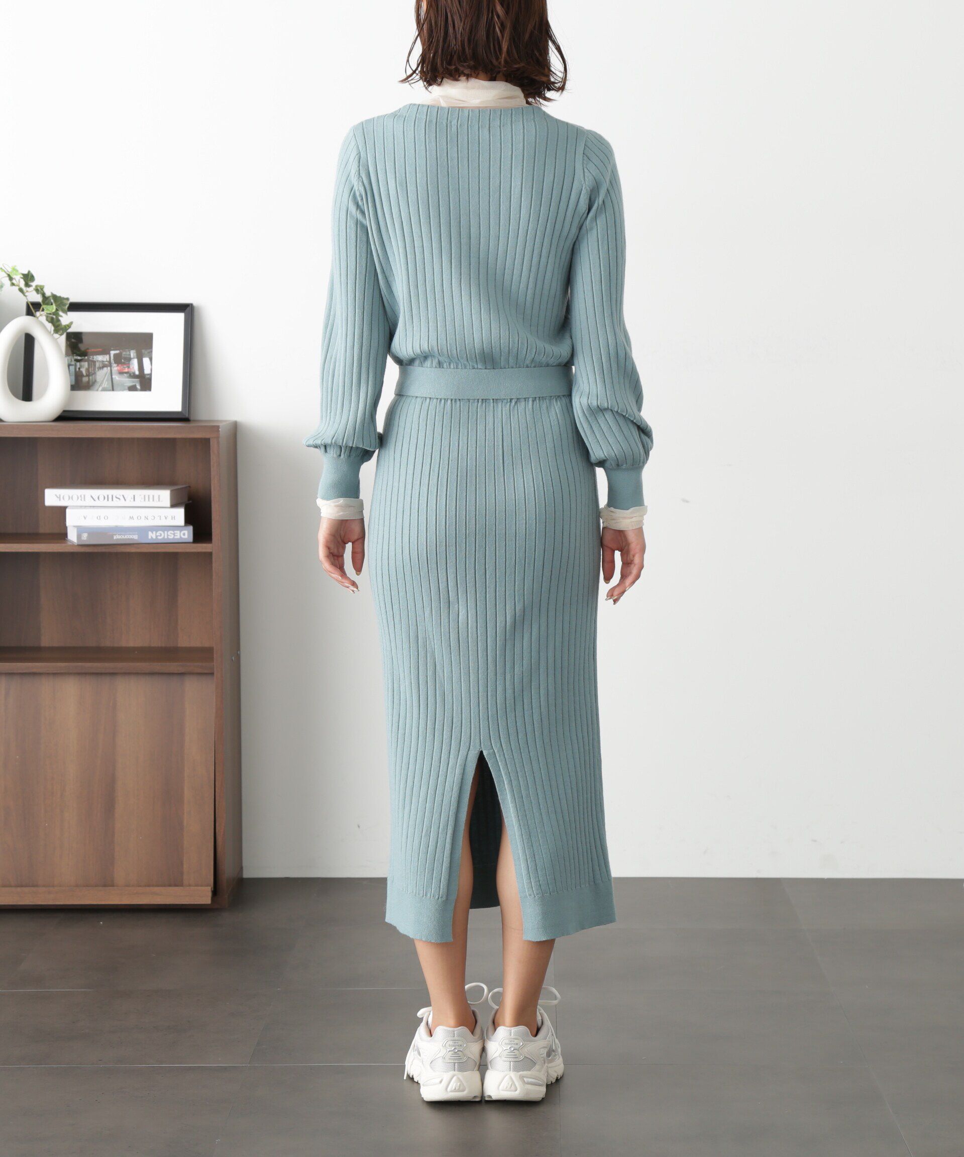  「ウォームストレッチリブブラウジングニットワンピース」|ワンピース|