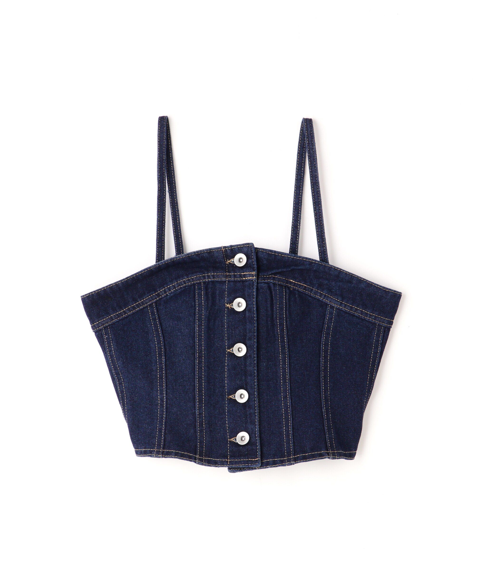  「フロントボタンデニムビスチェ」|シャツ・ブラウス|