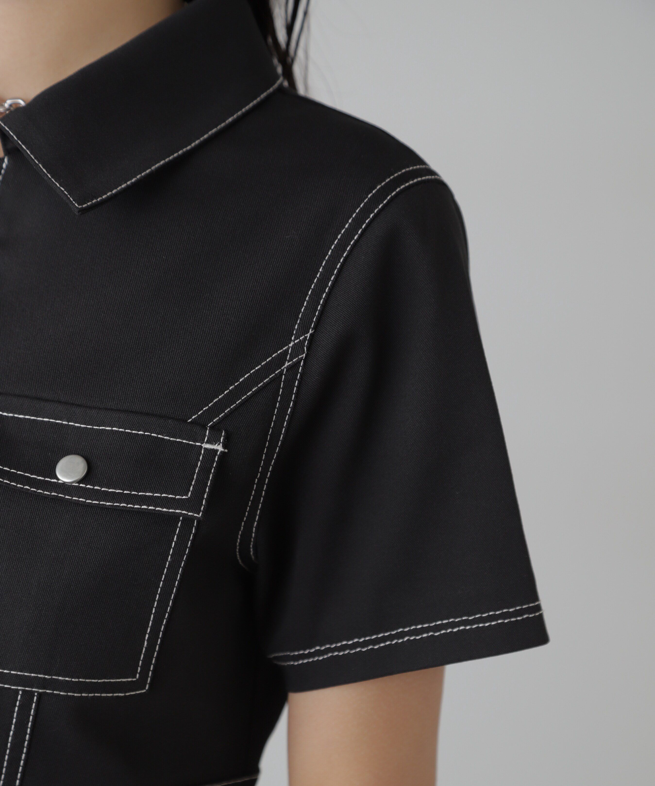  「配色ステッチジップ使いミニワンピース」|ワンピース|