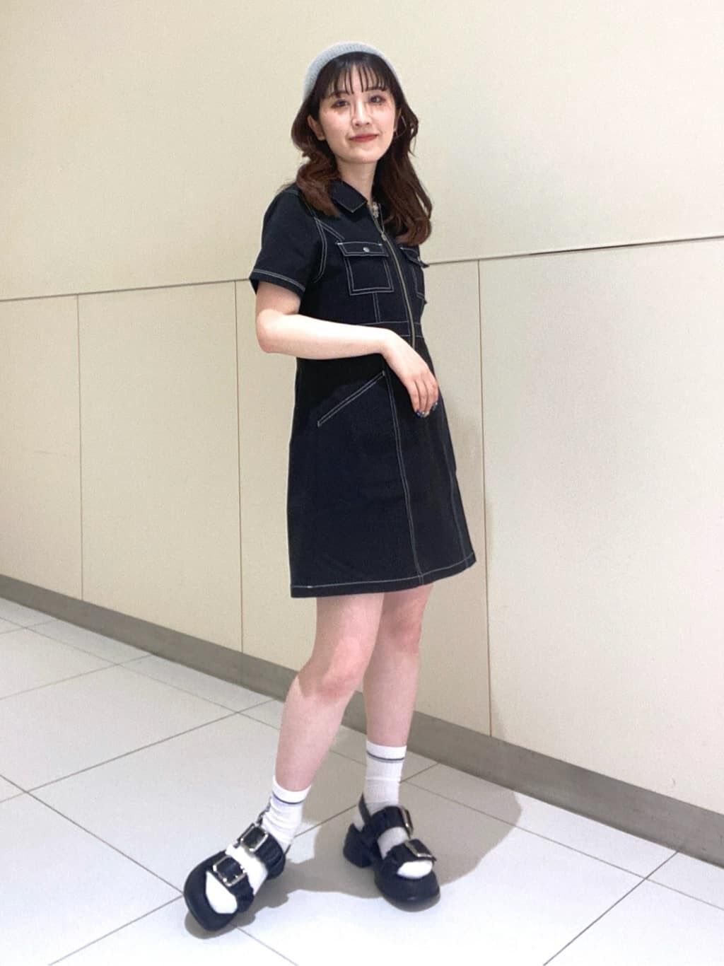  「配色ステッチジップ使いミニワンピース」|ワンピース|