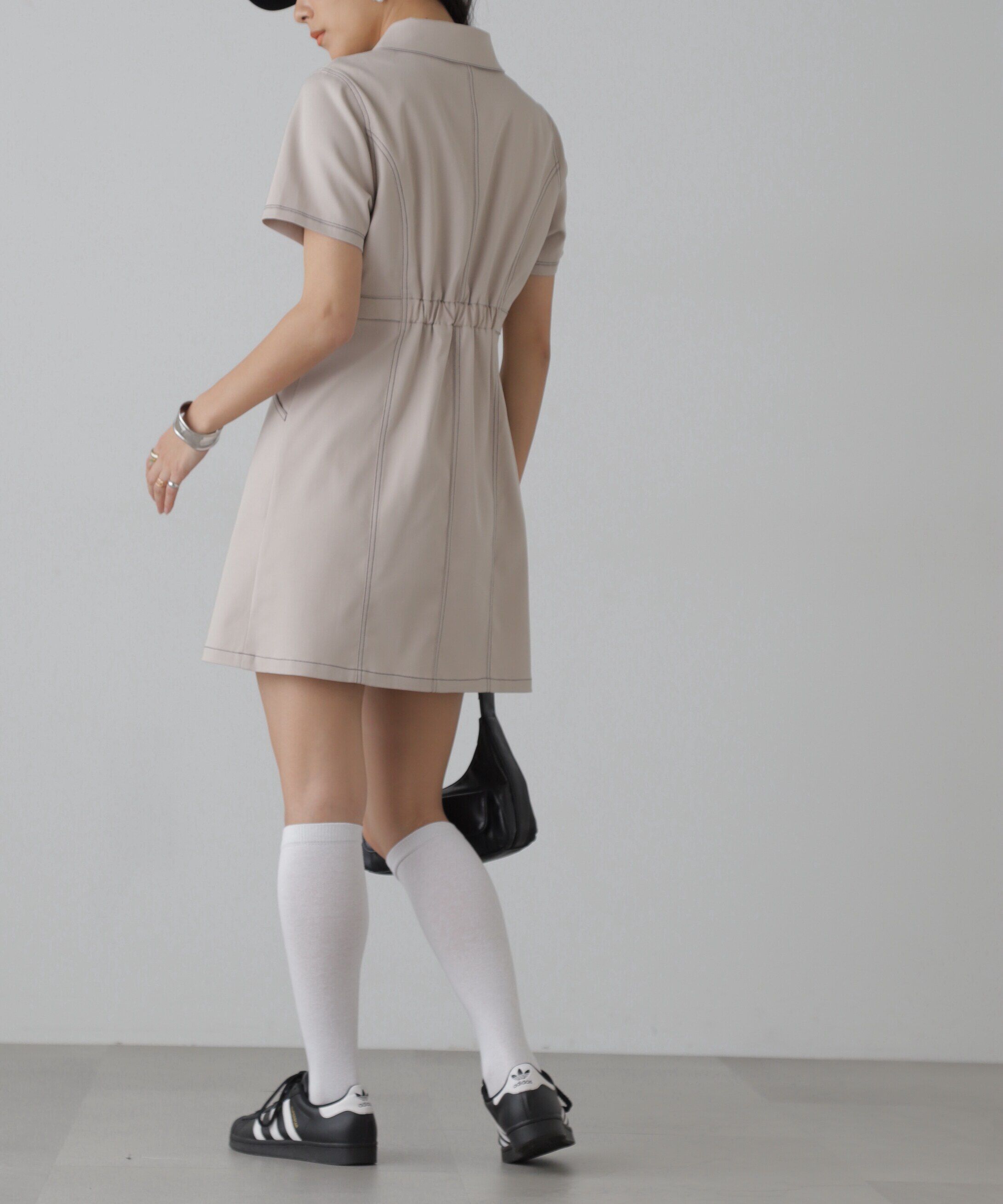  「配色ステッチジップ使いミニワンピース」|ワンピース|