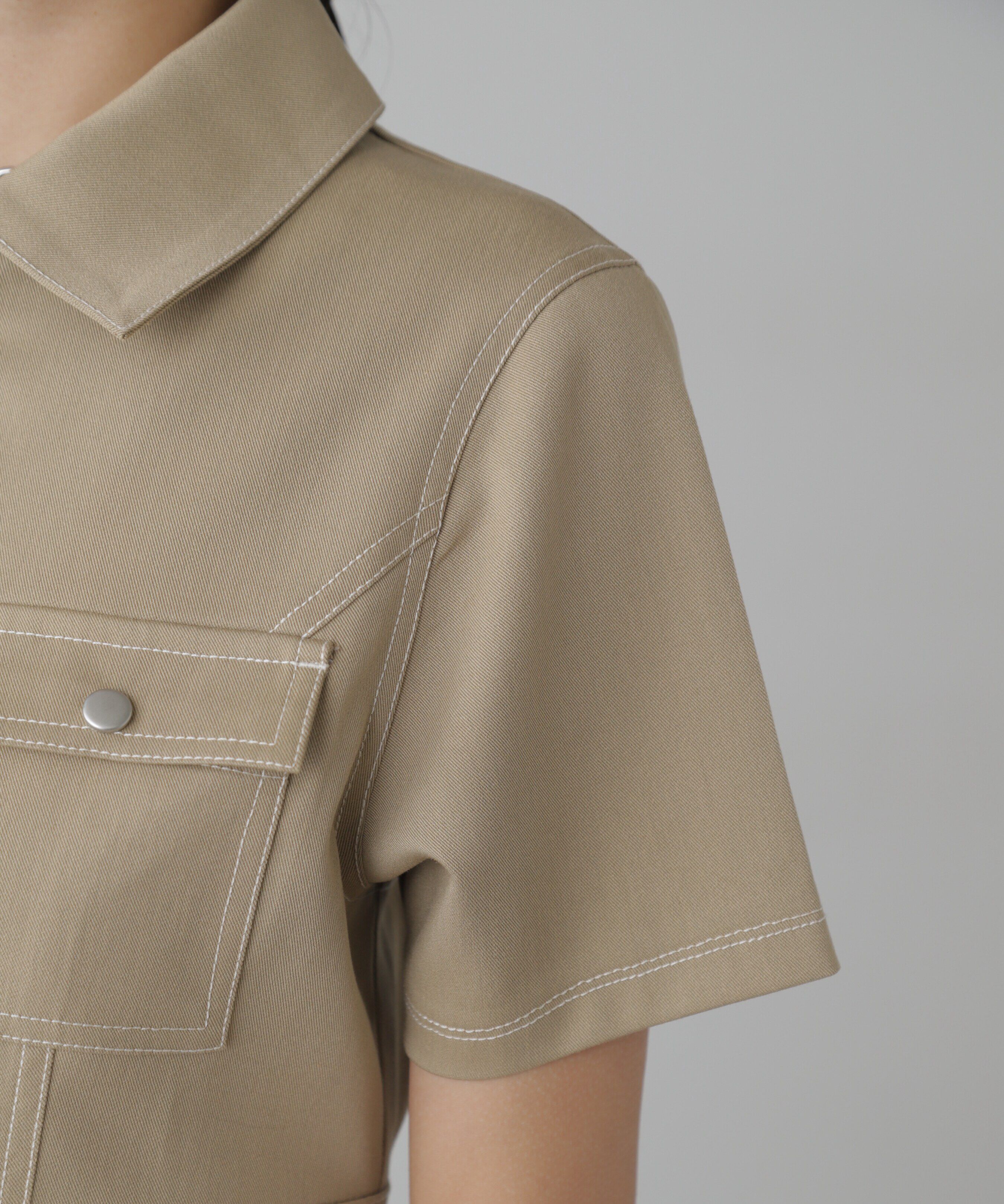  「配色ステッチジップ使いミニワンピース」|ワンピース|