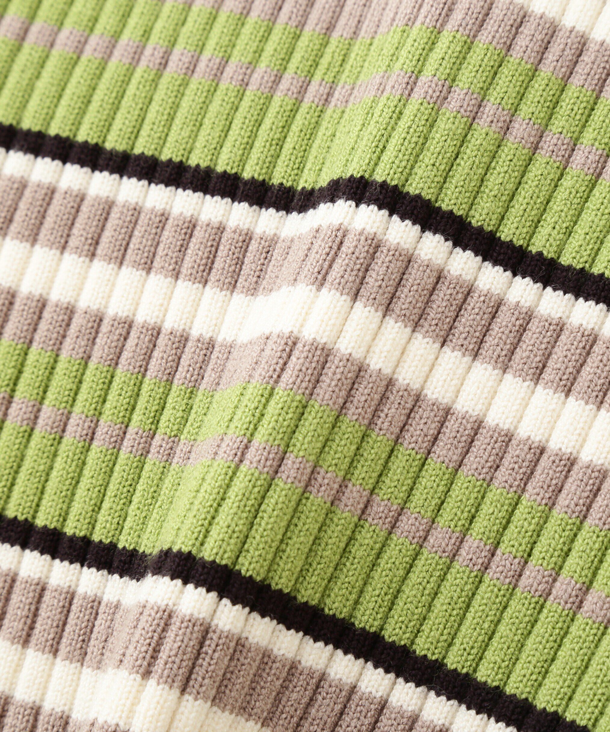  「マルチボーダーレースアップニット」|ニット・セーター|