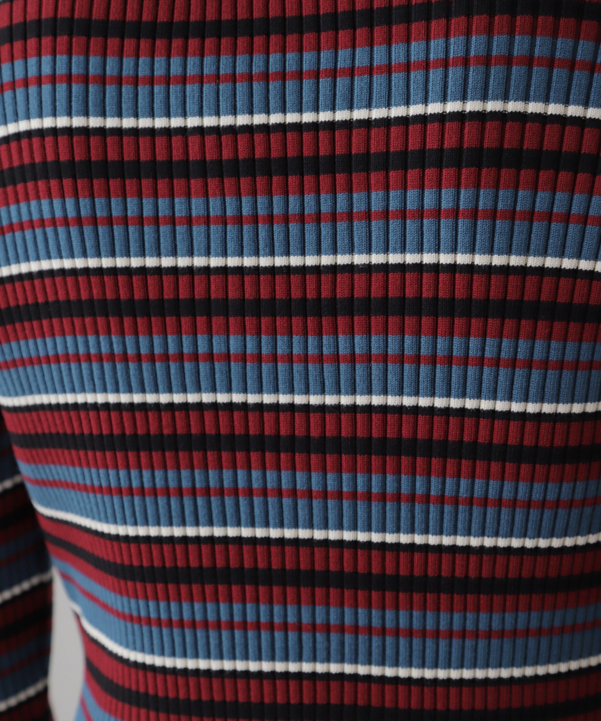  「マルチボーダーレースアップニット」|ニット・セーター|