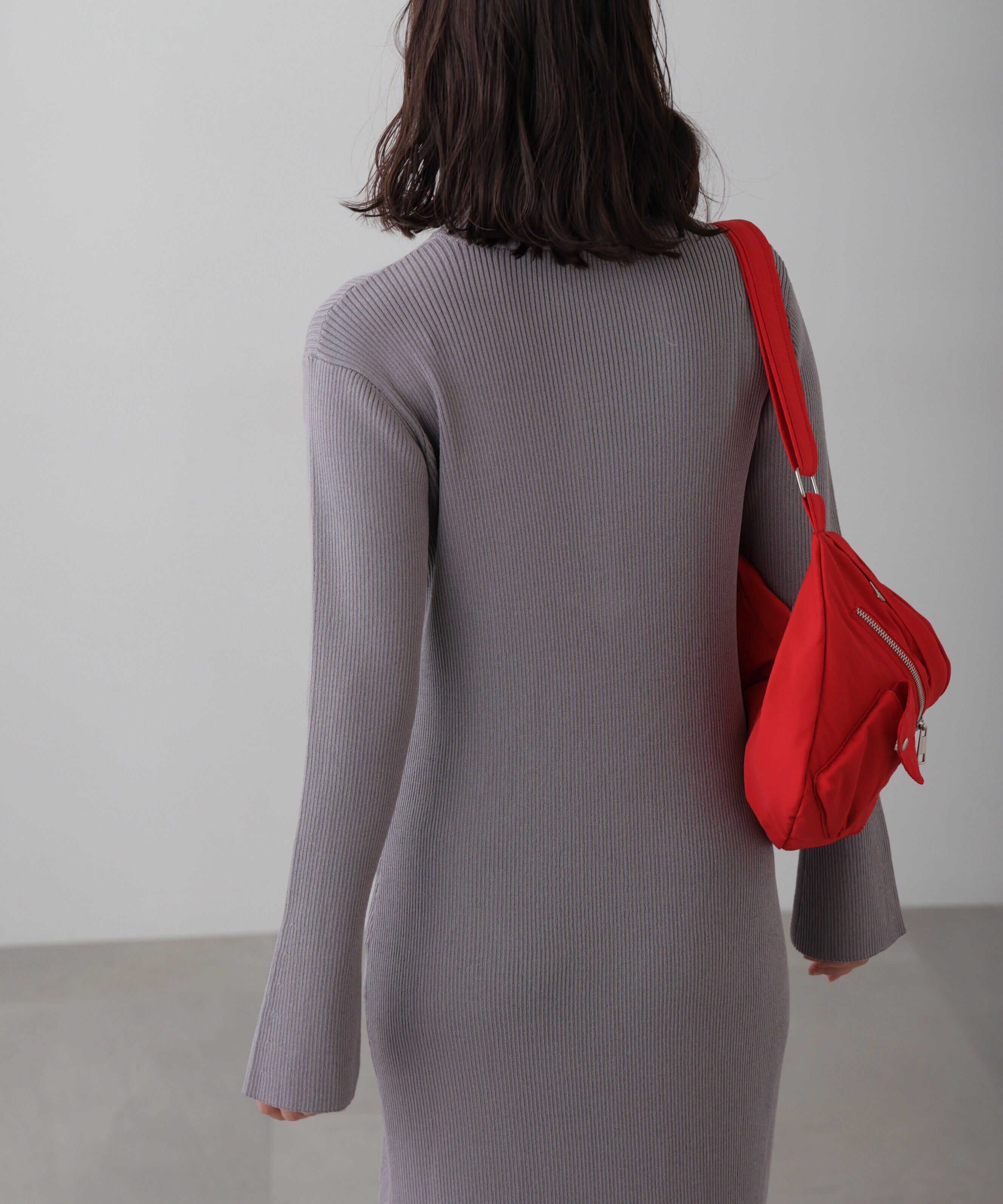  「ハーフジップロングニットワンピース」|ワンピース|